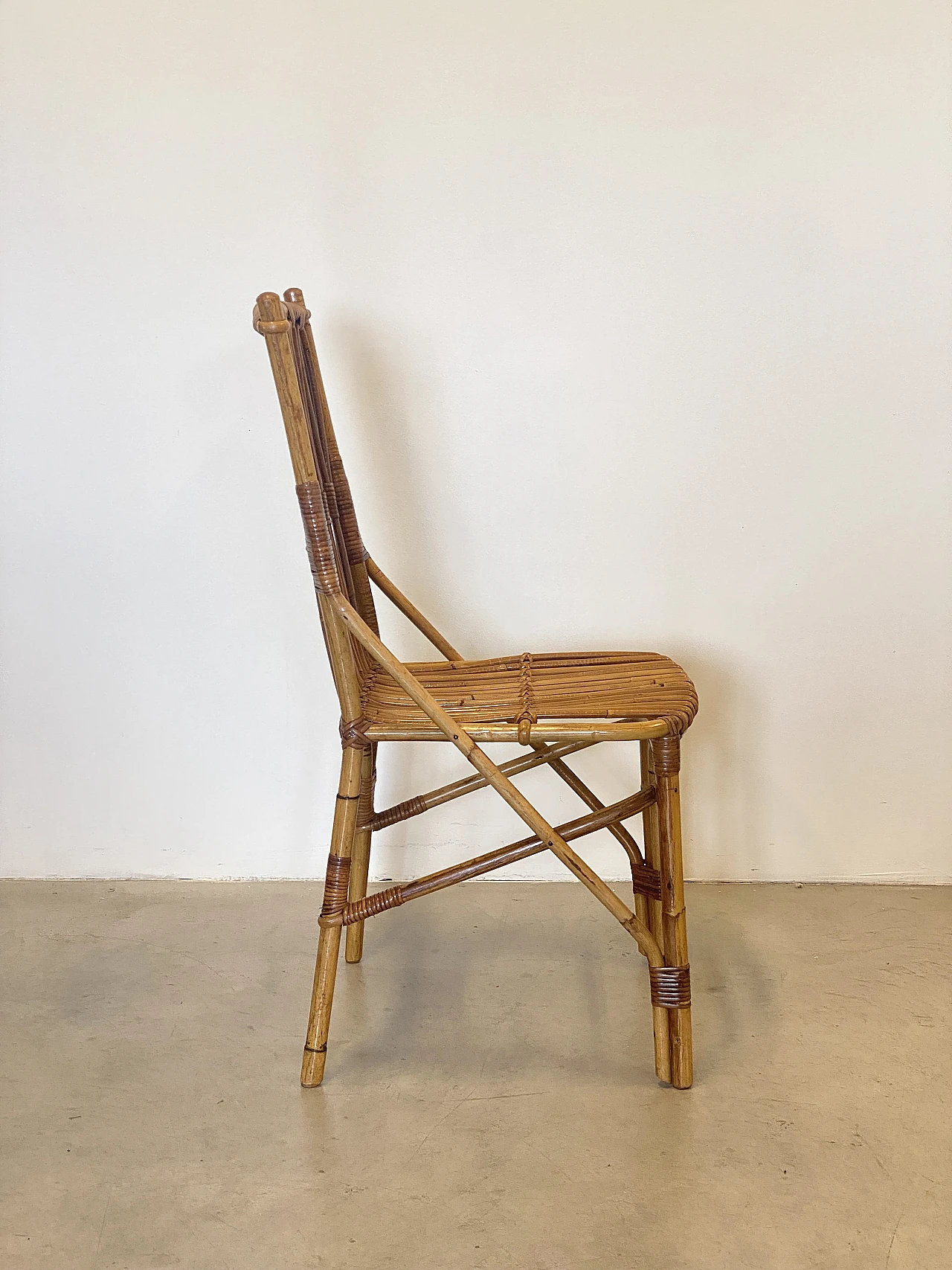 4 Chairs and bamboo card table by G. De Vivo, 1970s 6