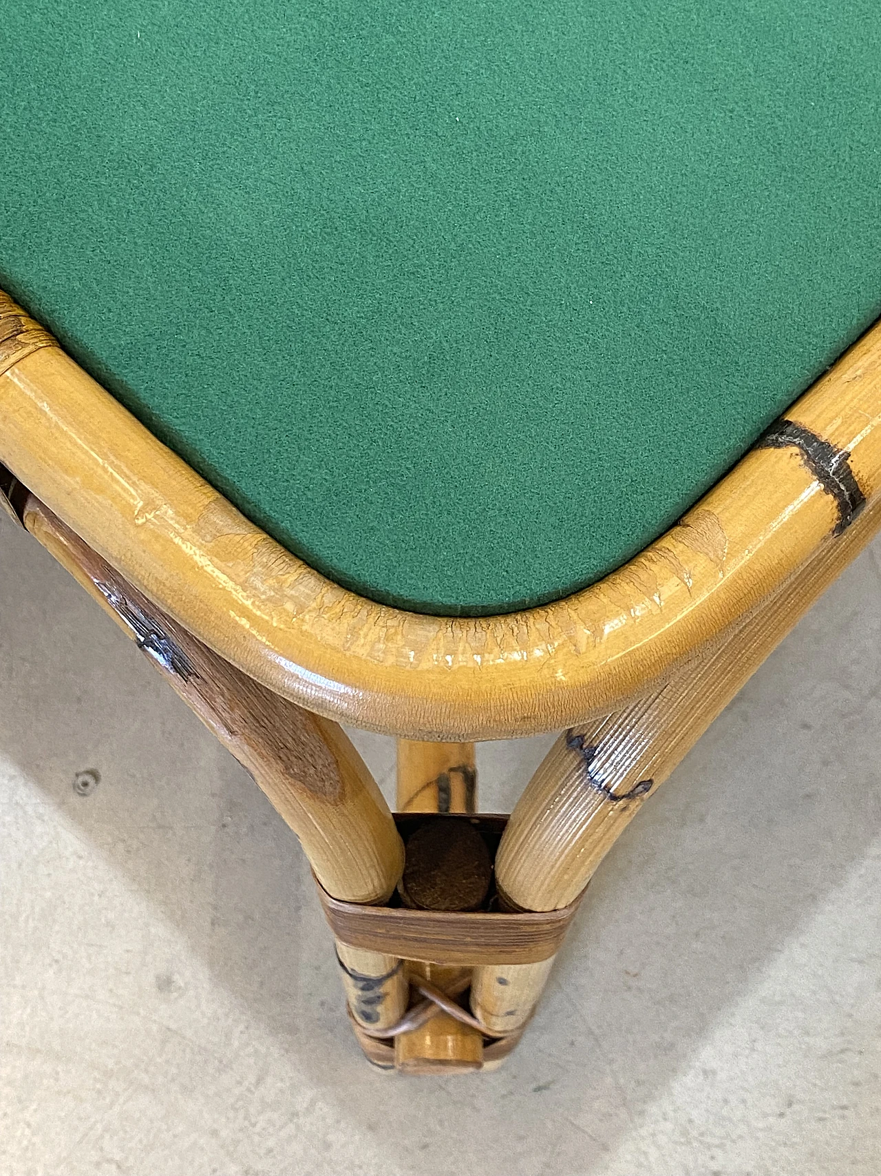 4 Chairs and bamboo card table by G. De Vivo, 1970s 8