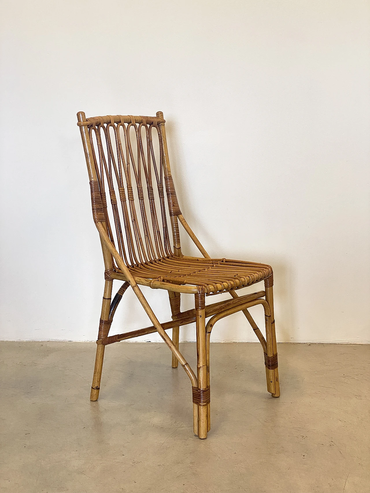 4 Chairs and bamboo card table by G. De Vivo, 1970s 10