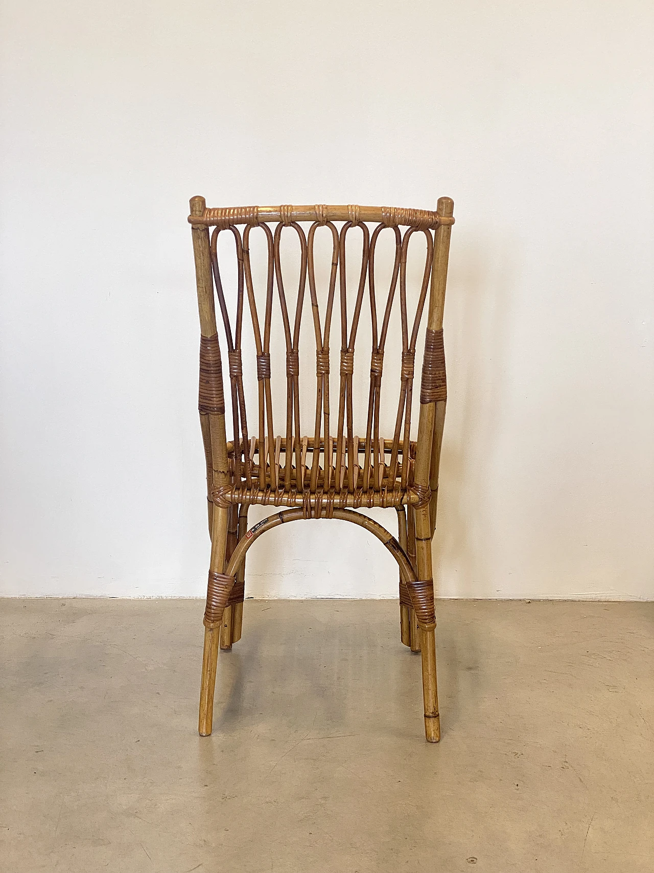 4 Chairs and bamboo card table by G. De Vivo, 1970s 14