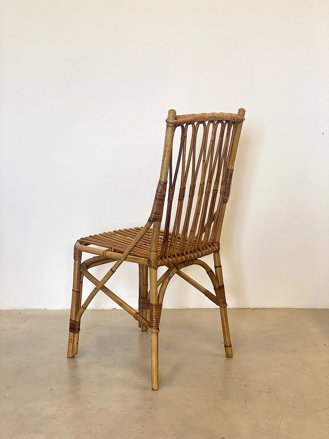 4 Chairs and bamboo card table by G. De Vivo, 1970s 17