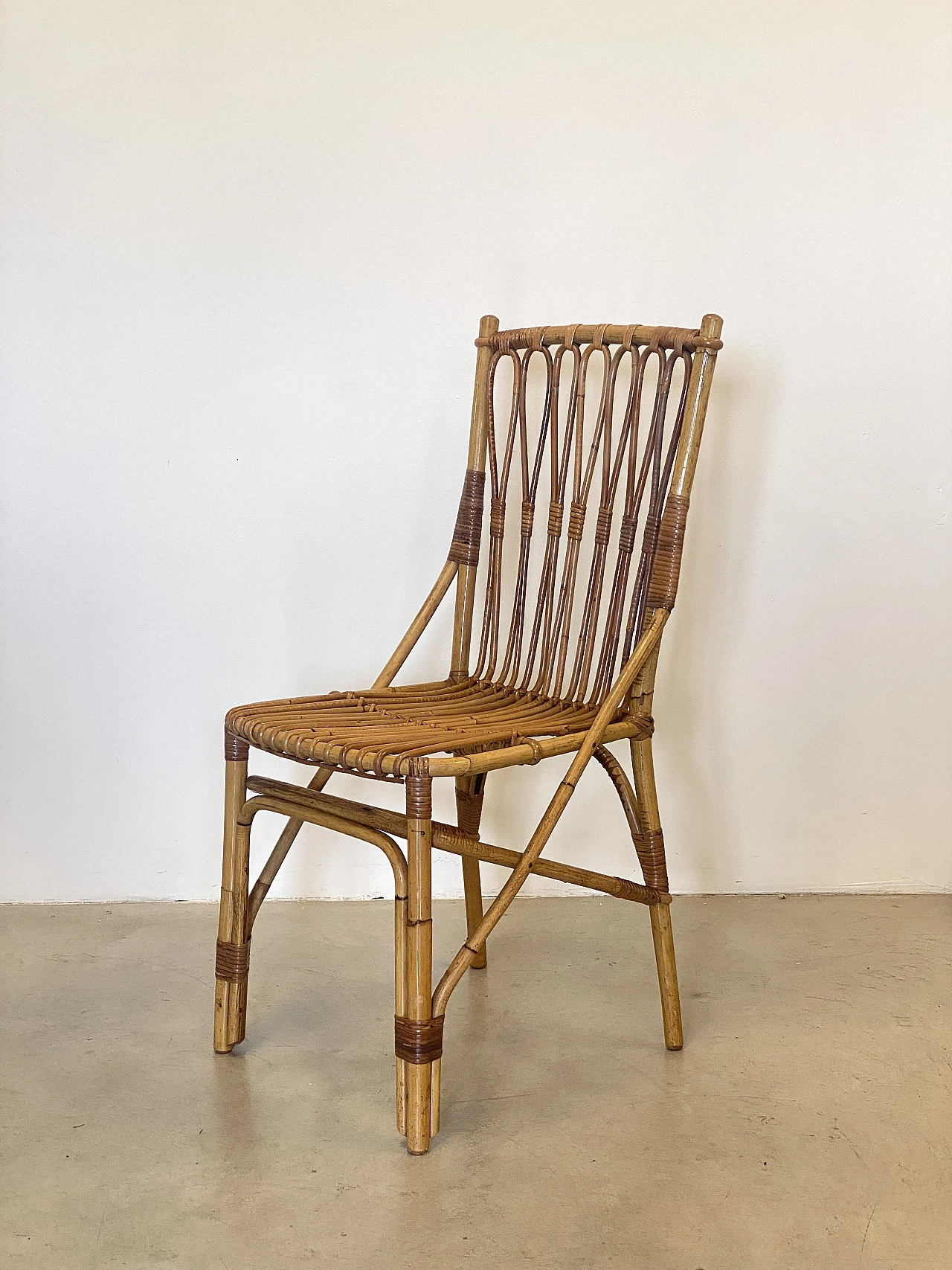 4 Chairs and bamboo card table by G. De Vivo, 1970s 18