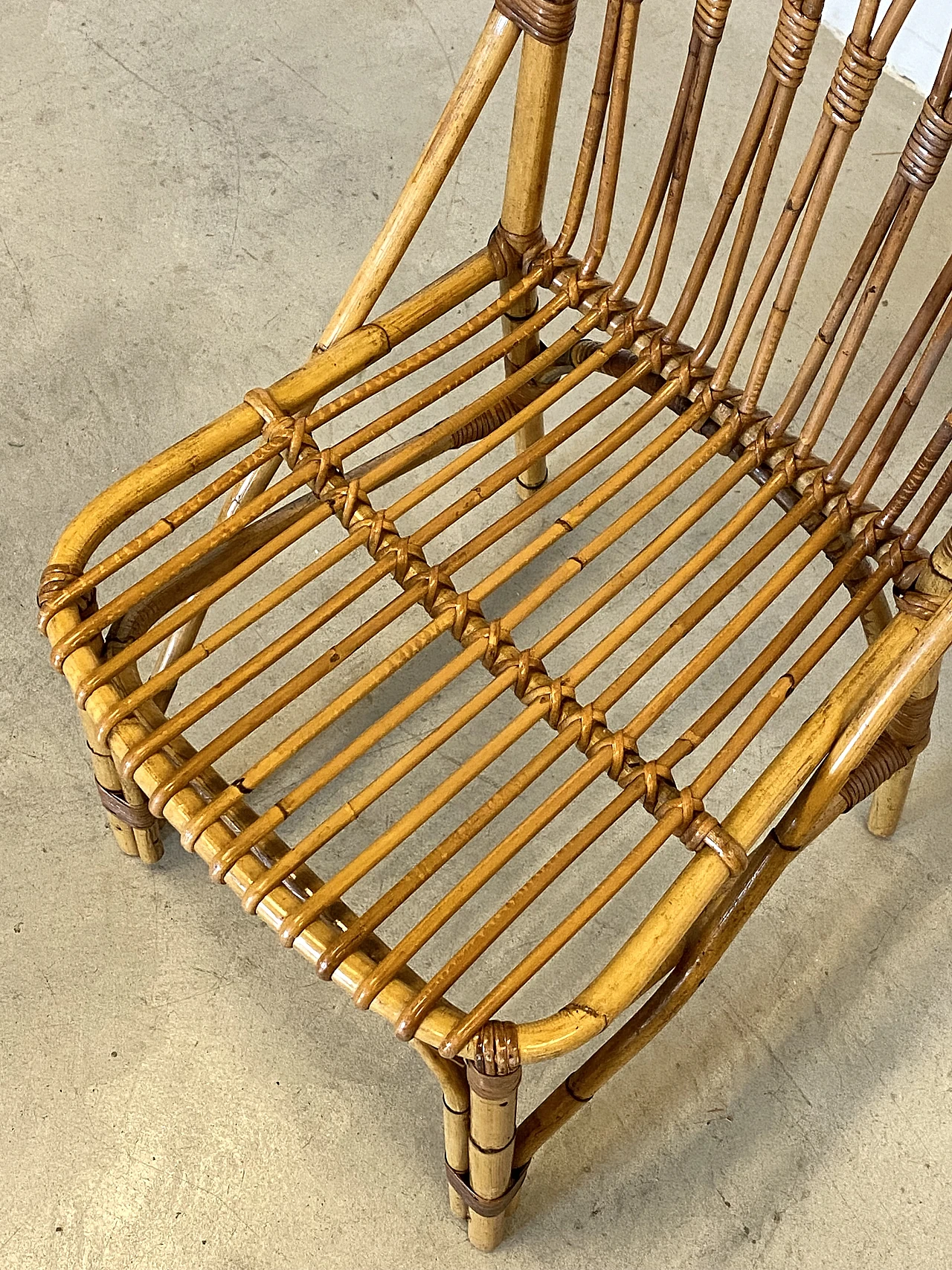 4 Chairs and bamboo card table by G. De Vivo, 1970s 21