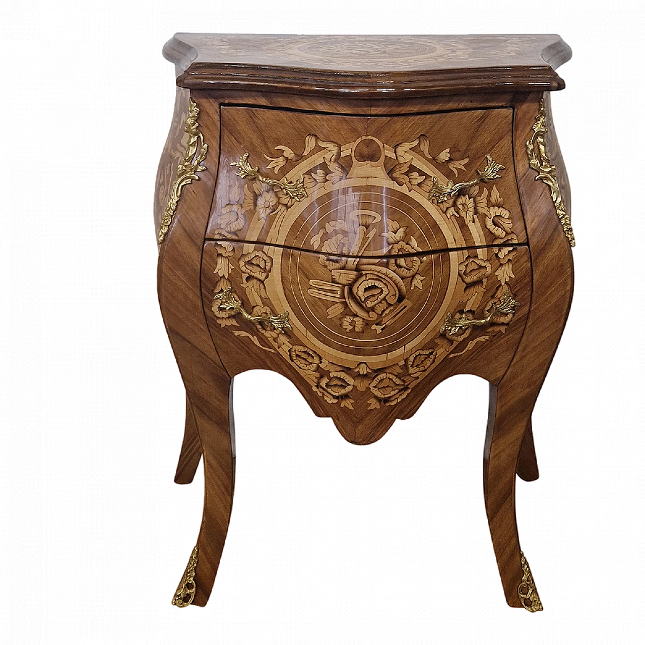 Louis XV style mahogany bedside table with inlays, early 20th century 11