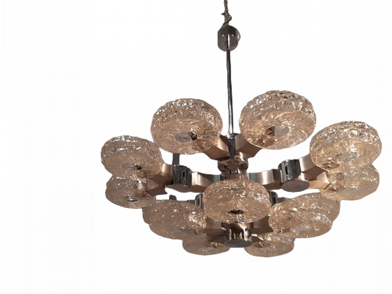 15-Light chandelier in iron & glass by G. Sciolari for Sciolari, 1970s 23