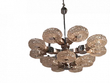 15-Light chandelier in iron & glass by G. Sciolari for Sciolari, 1970s