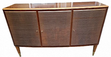 Wooden & brass sideboard with 3 hinged doors by Paolo Buffa, 1940s