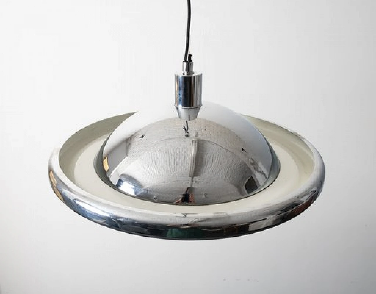 Chromed S-481 chandelier by Luci Italia, 1970s 4