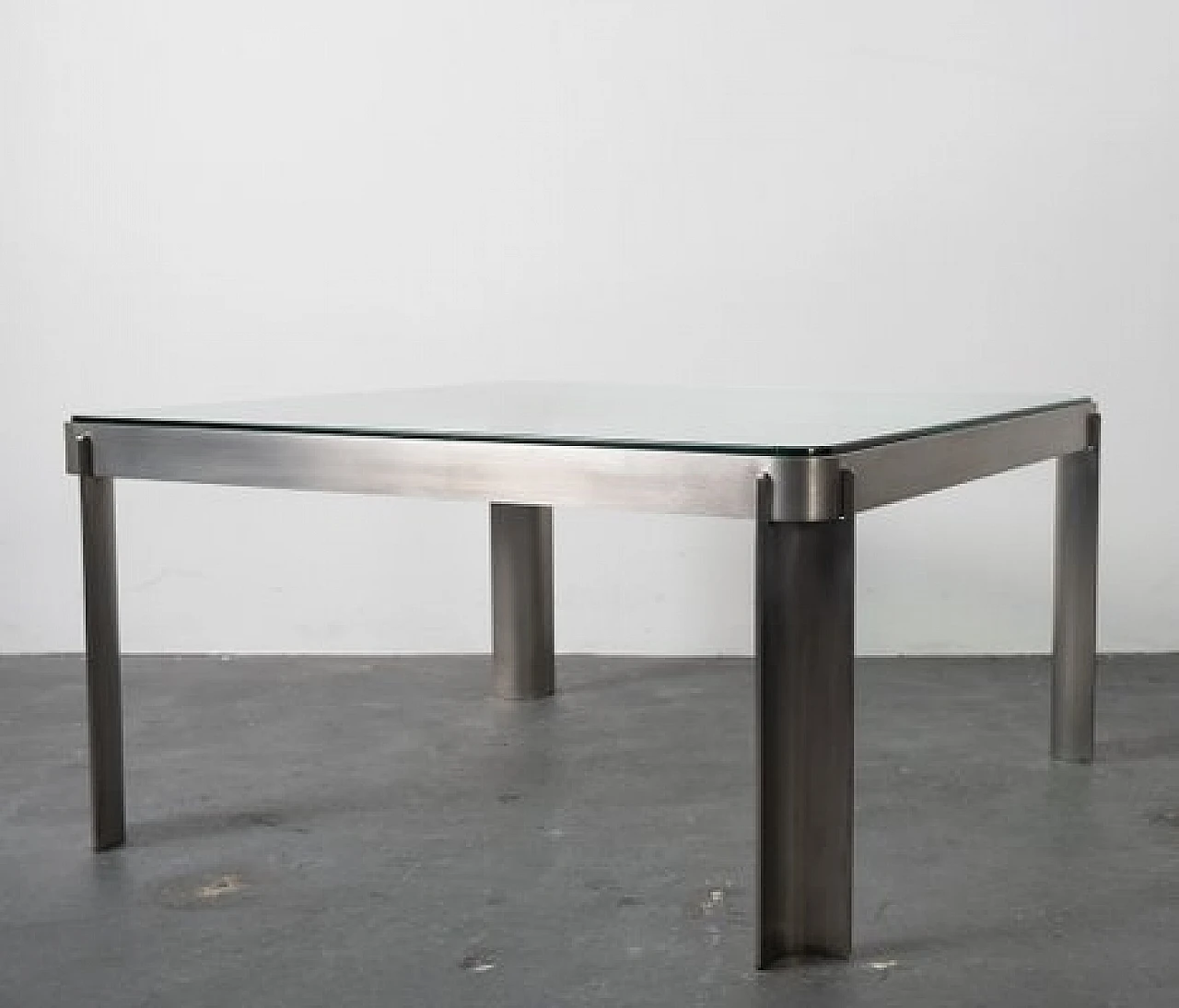 T113 coffee table in aluminium and glass by Tecno, 1970s 4