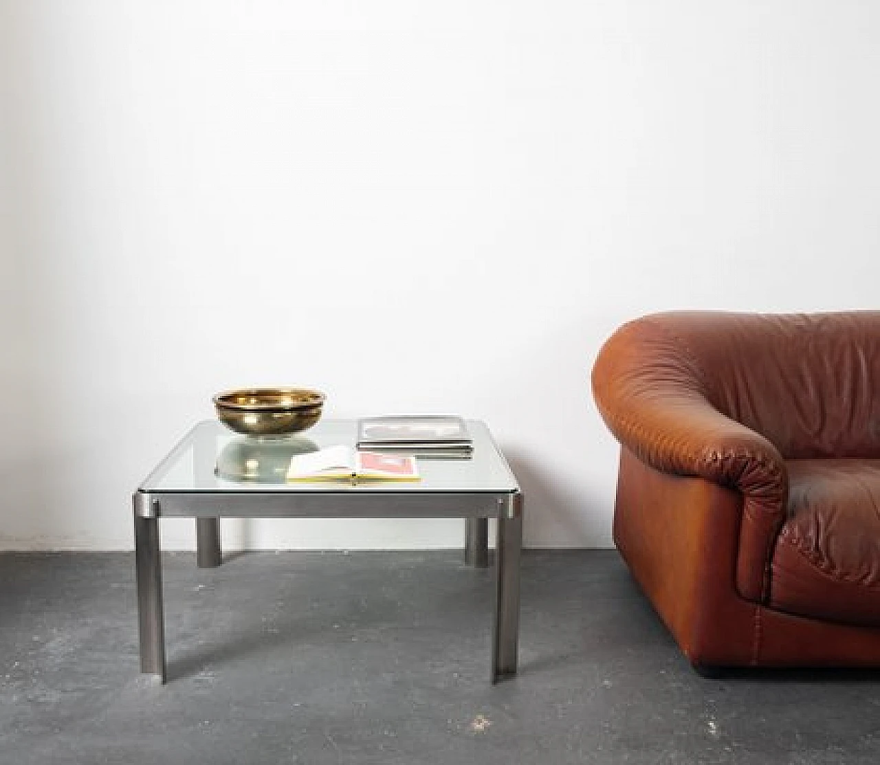 T113 coffee table in aluminium and glass by Tecno, 1970s 6