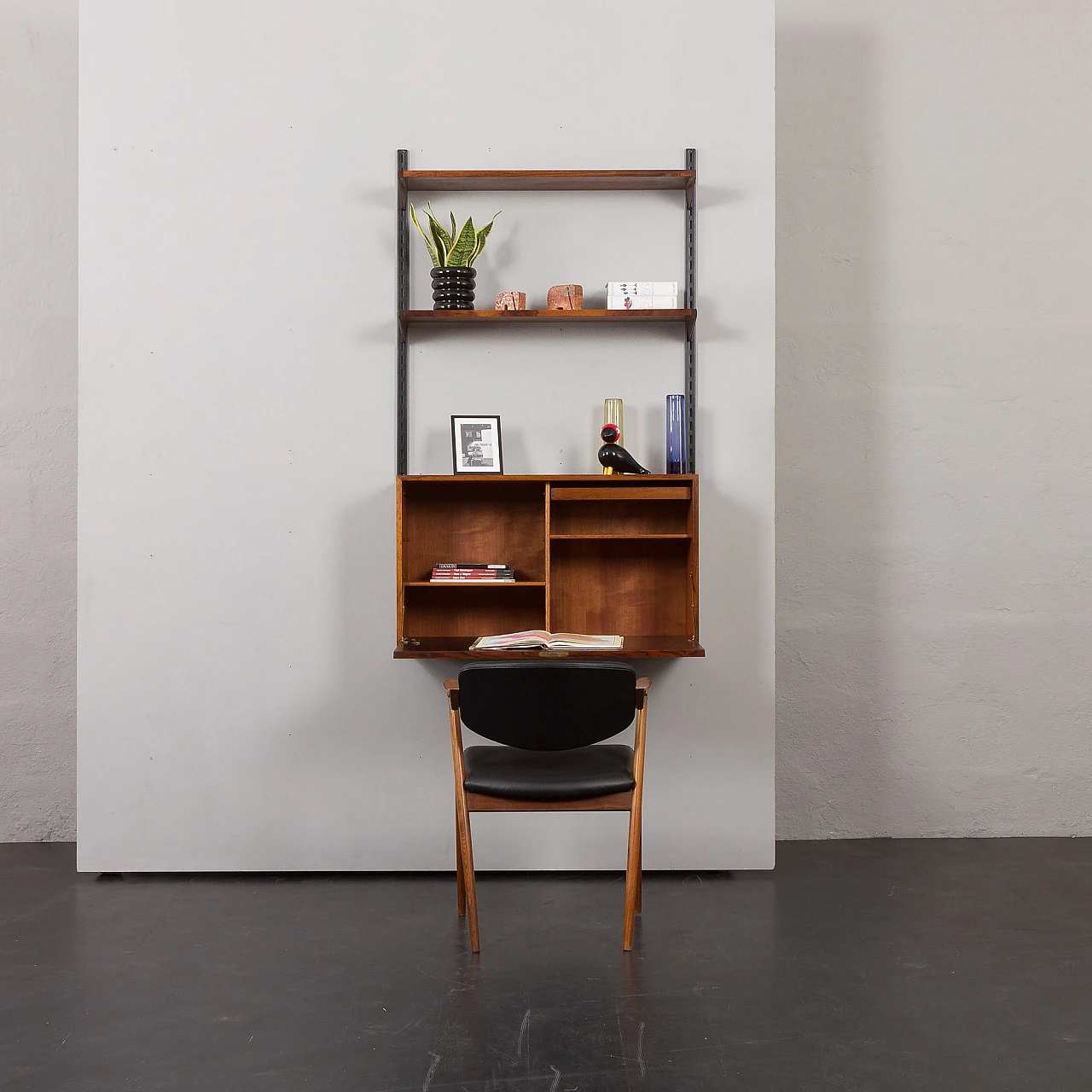 Hanging bookcase with writing desk by Kristiansen for FM Møbler, 1960s 3