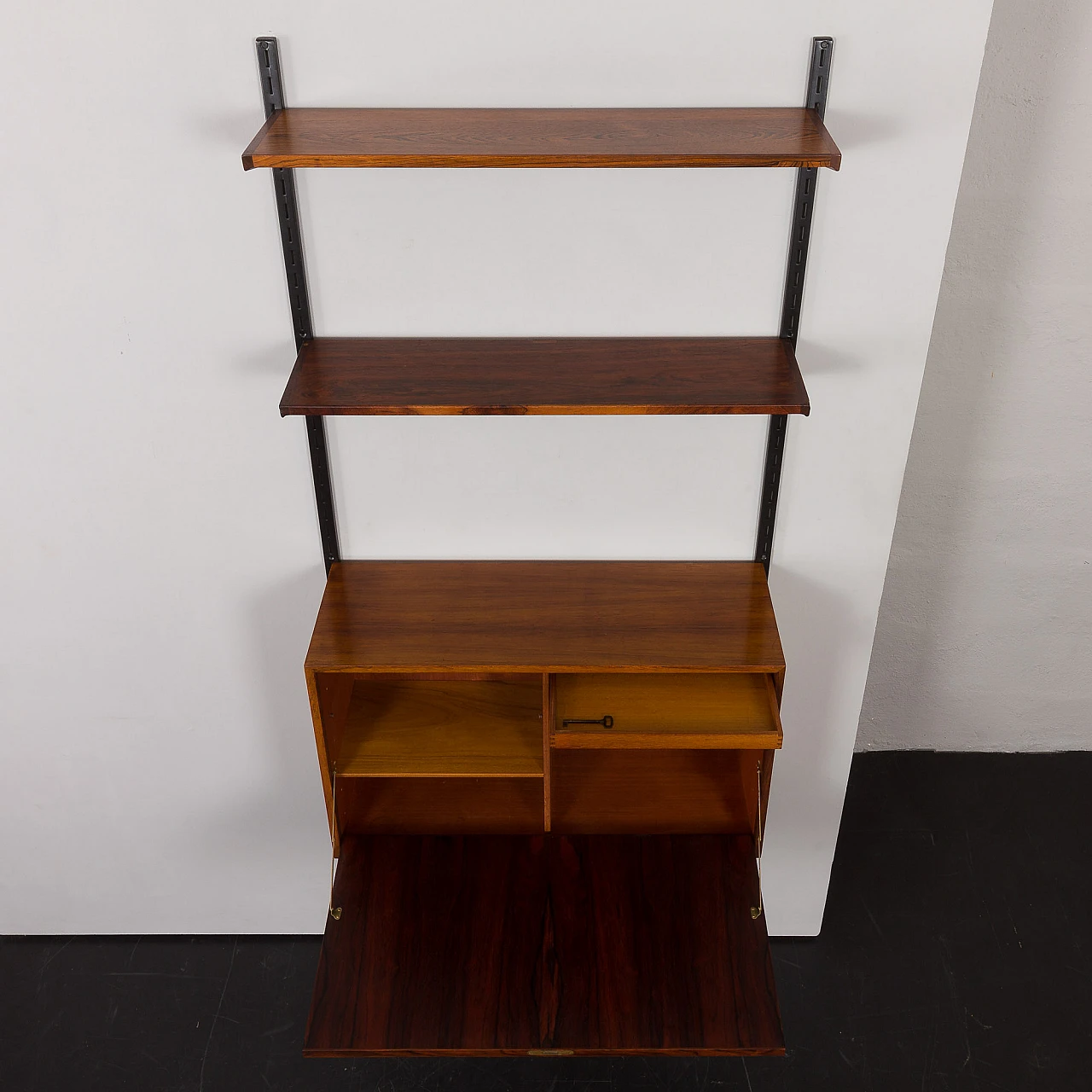 Hanging bookcase with writing desk by Kristiansen for FM Møbler, 1960s 9