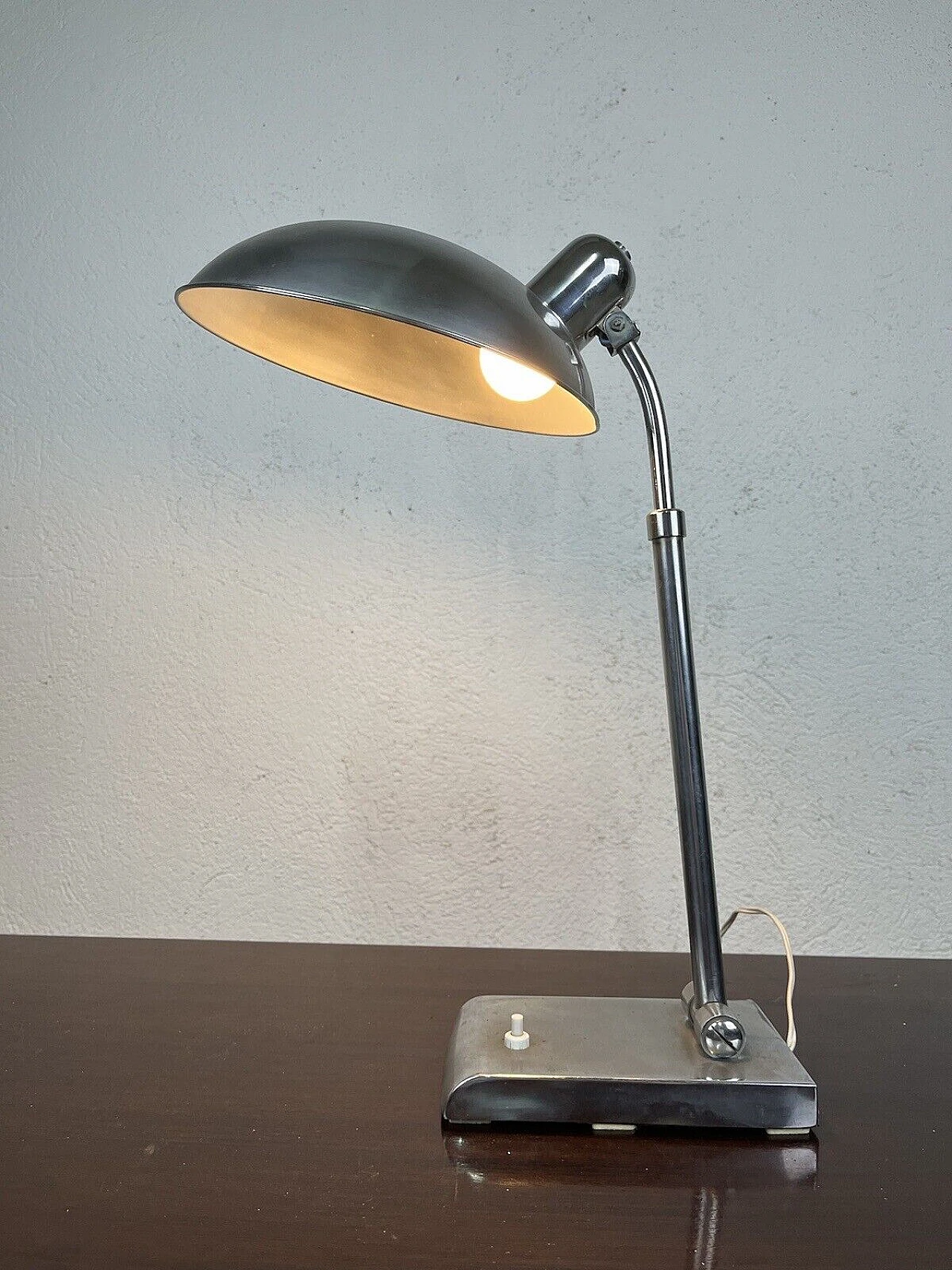 Chromed metal ministerial table lamp, 1960s 9