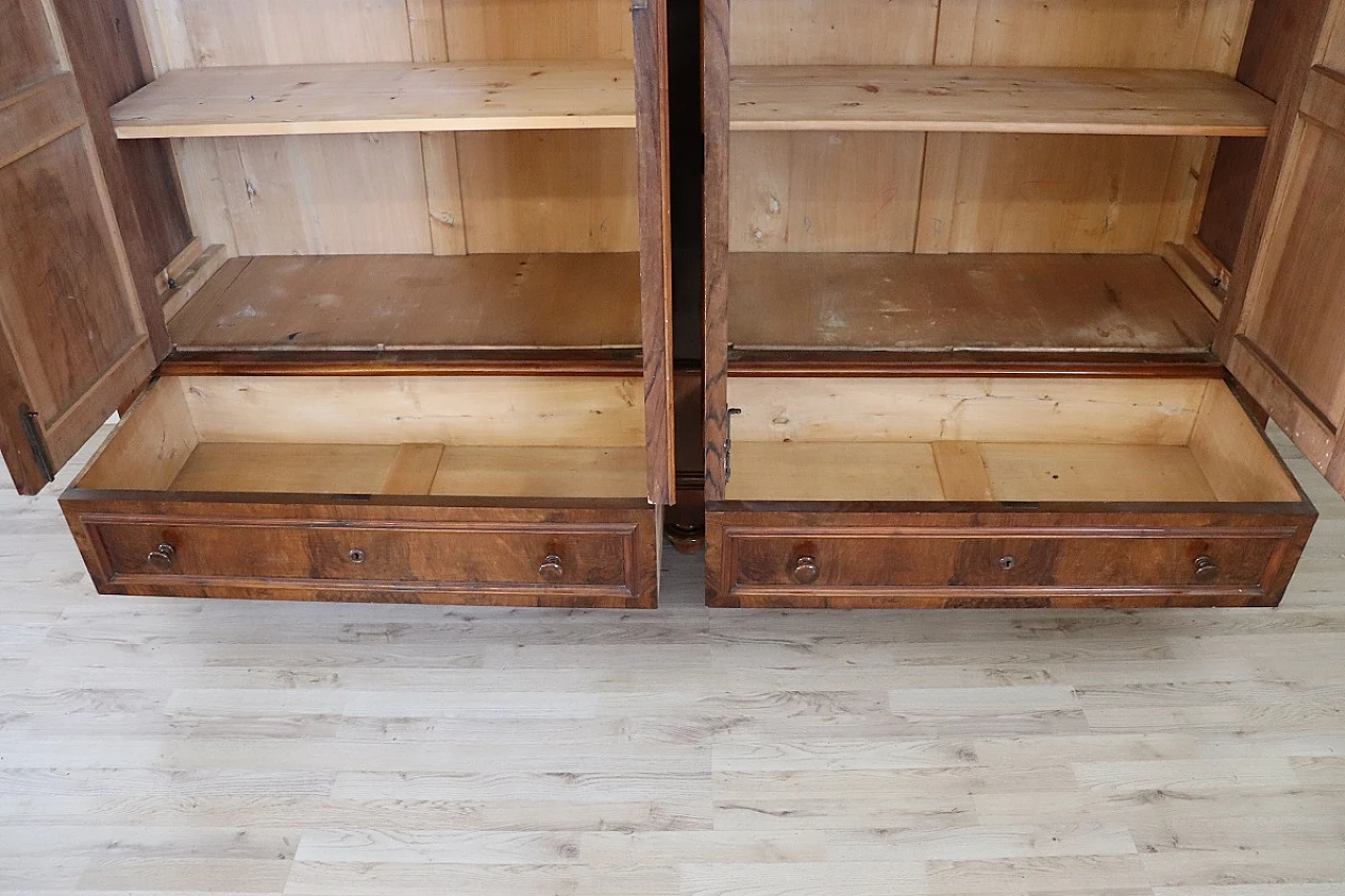 Four-door wardrobe in solid walnut, second half of the 19th century 9