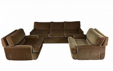 Sofa and pair of armchairs in beige fabric by Saporiti, 1970s