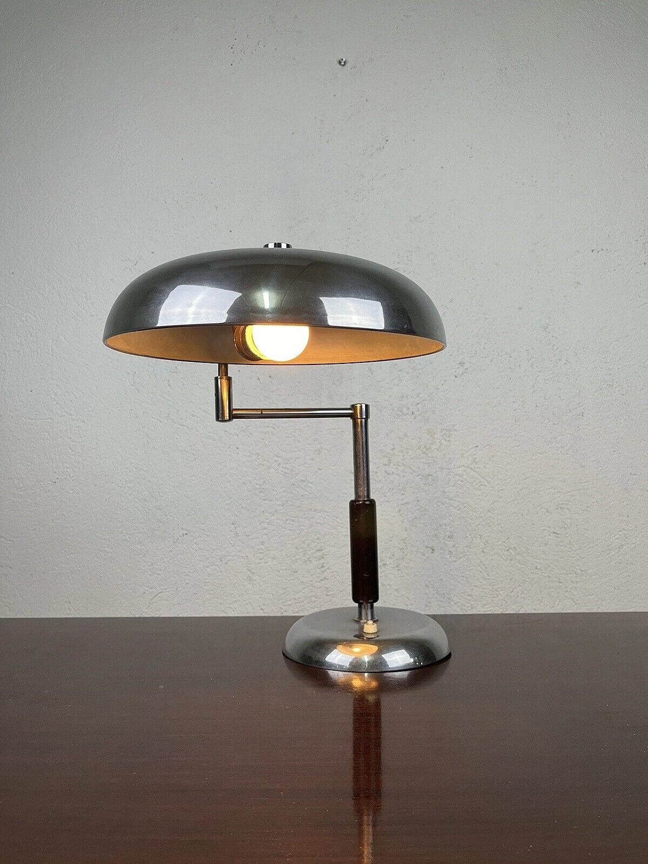 Metal and wood jointed ministerial table lamp, 1960s 1