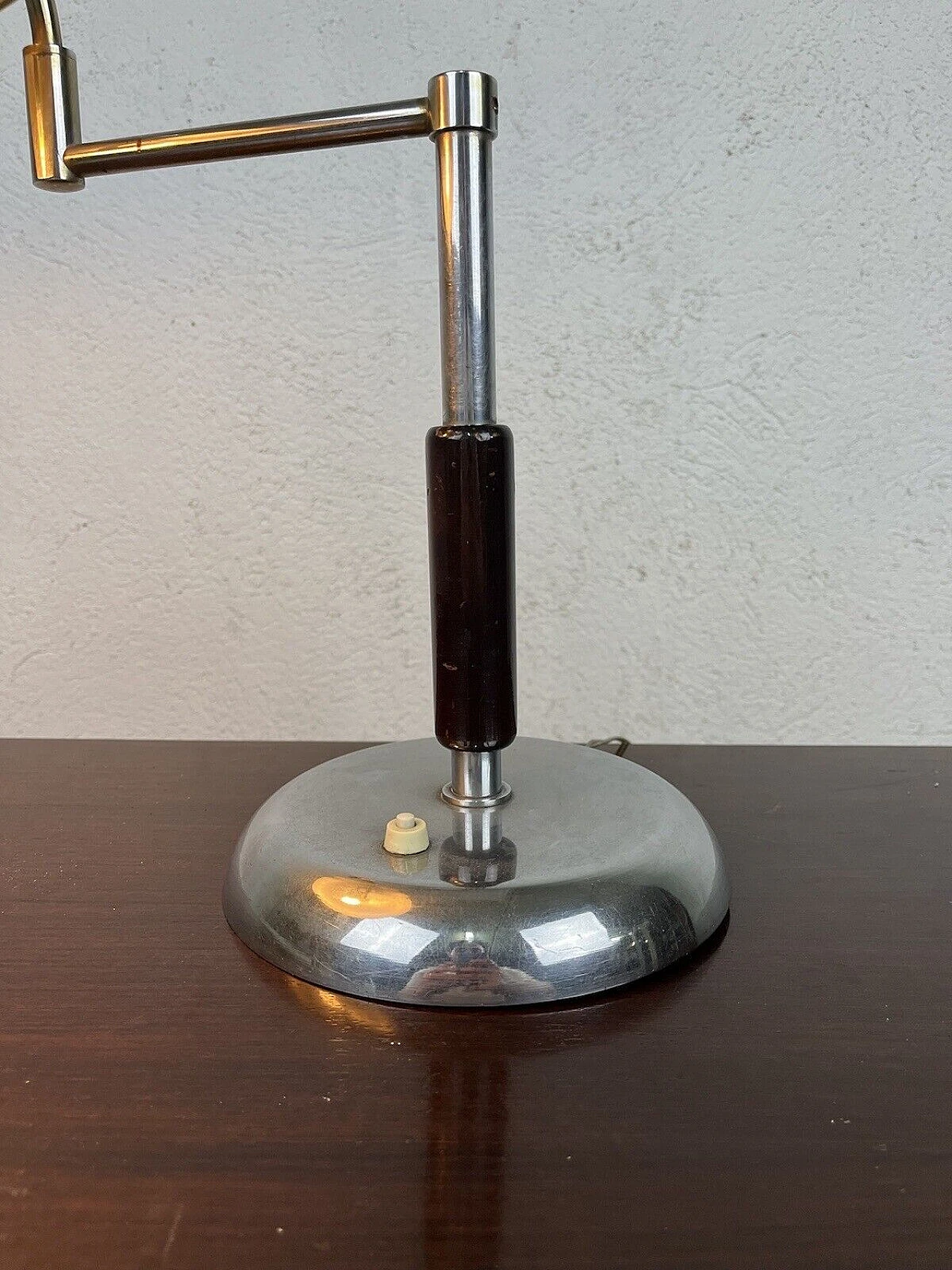 Metal and wood jointed ministerial table lamp, 1960s 3