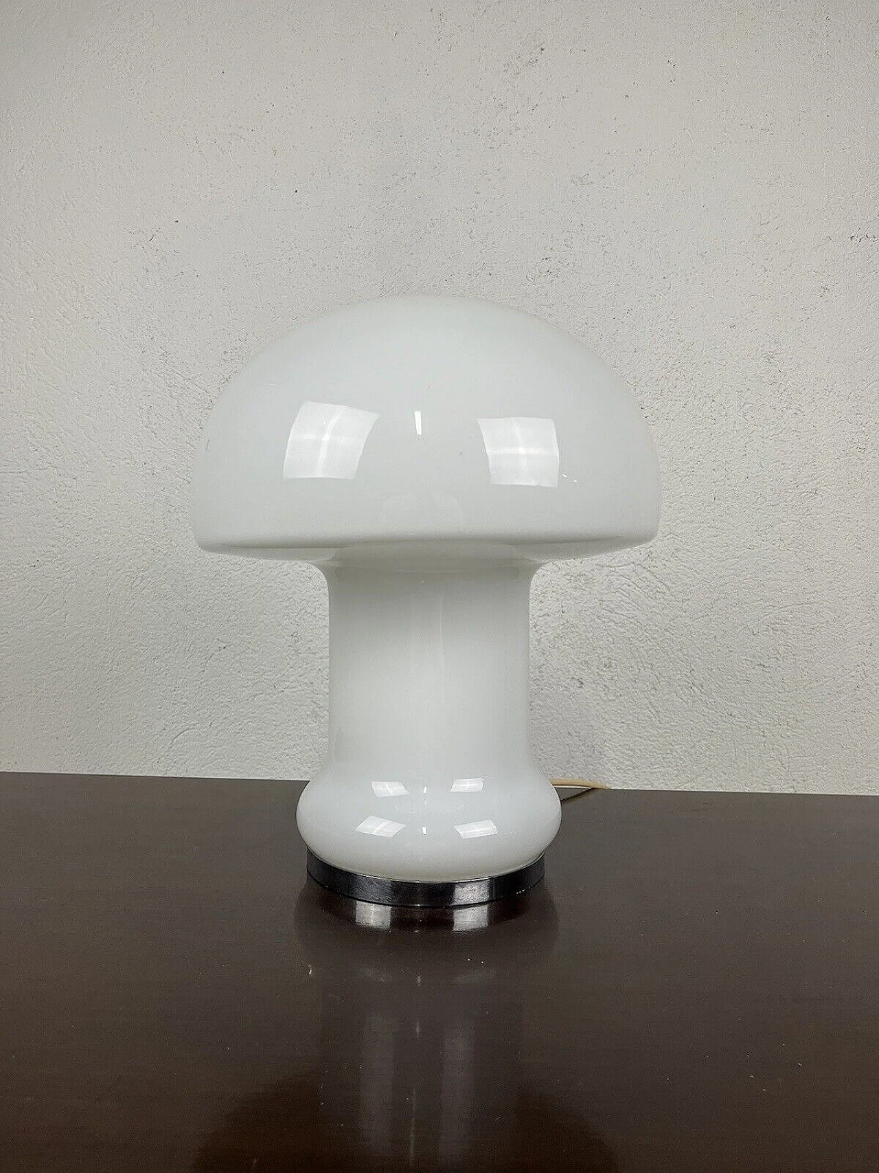 Space Age glass and metal mushroom table lamp, 1970s 3