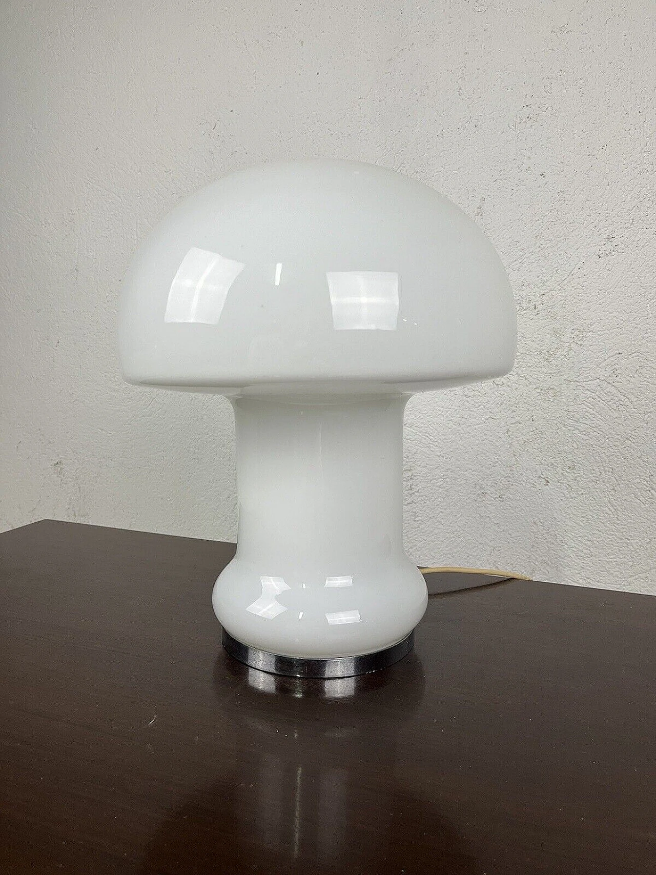 Space Age glass and metal mushroom table lamp, 1970s 4