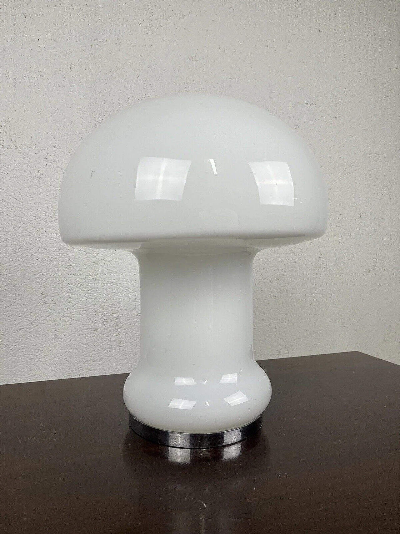 Space Age glass and metal mushroom table lamp, 1970s 5