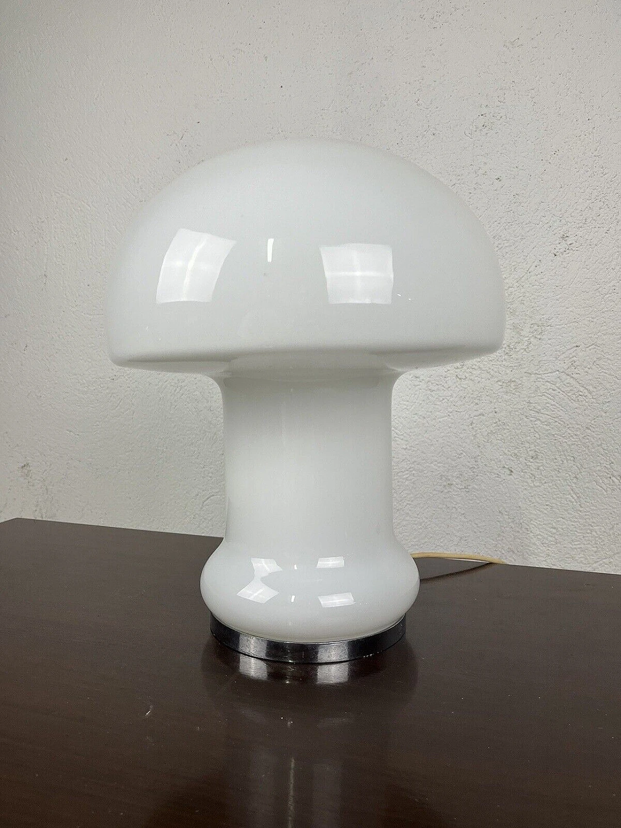 Space Age glass and metal mushroom table lamp, 1970s 7