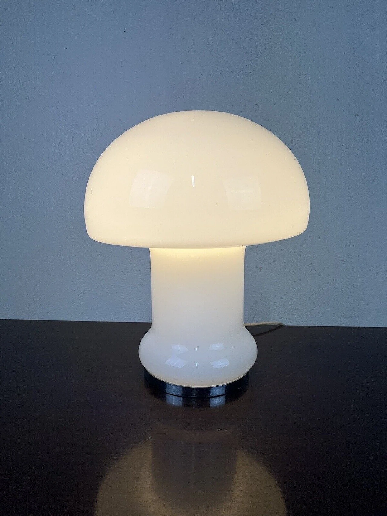 Space Age glass and metal mushroom table lamp, 1970s 11