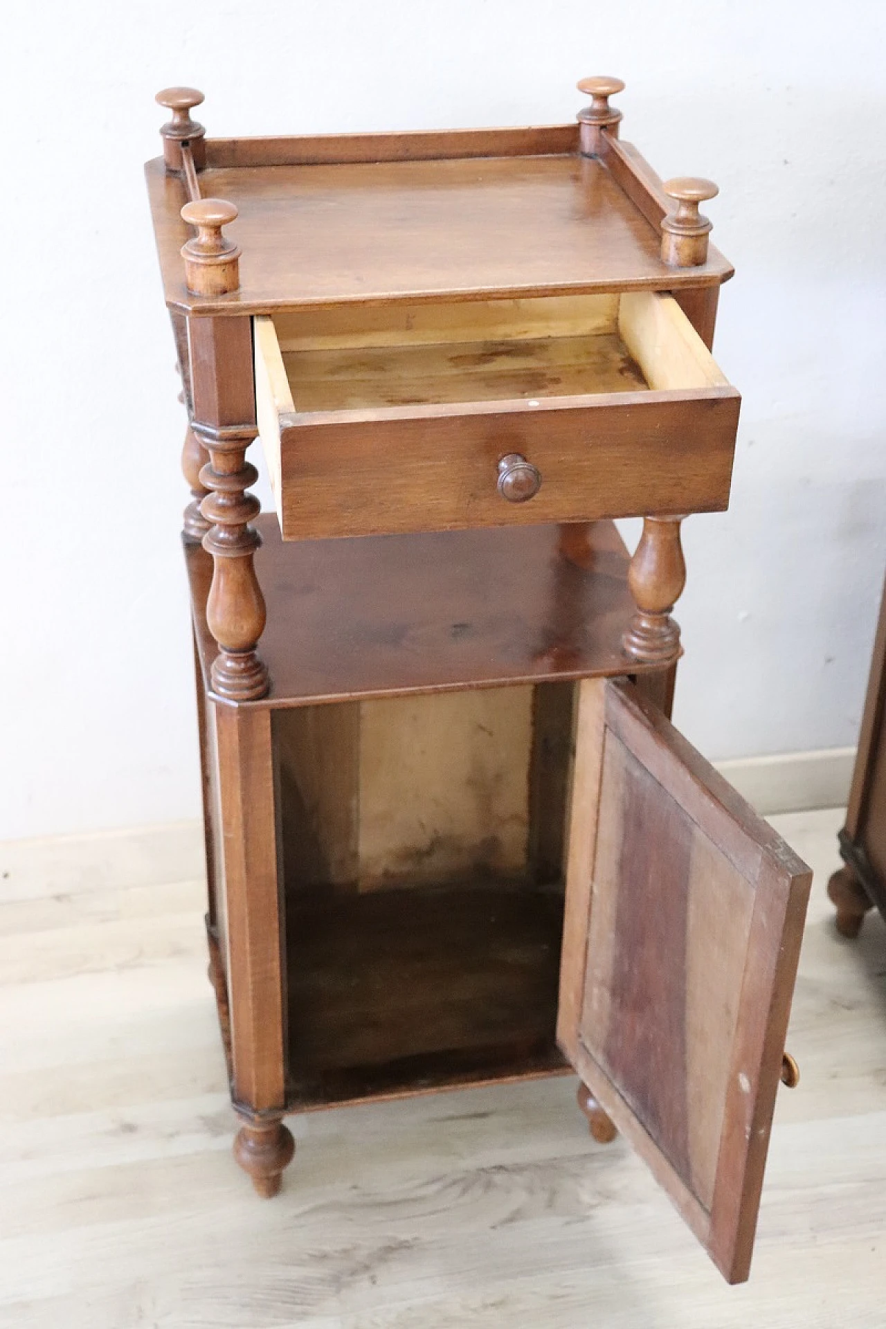 Pair of Louis Philippe solid walnut bedside tables, mid-19th century 4