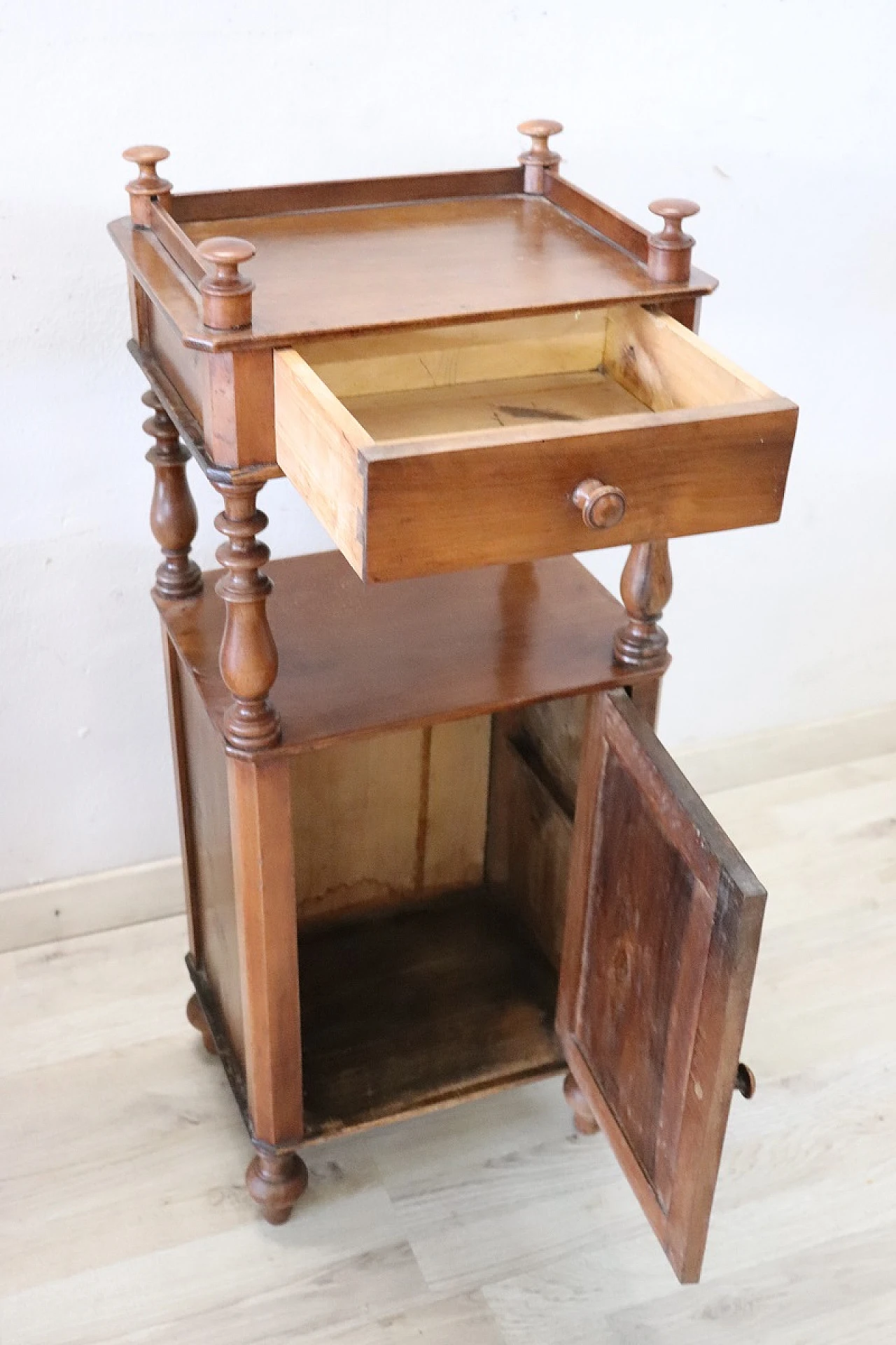 Pair of Louis Philippe solid walnut bedside tables, mid-19th century 6