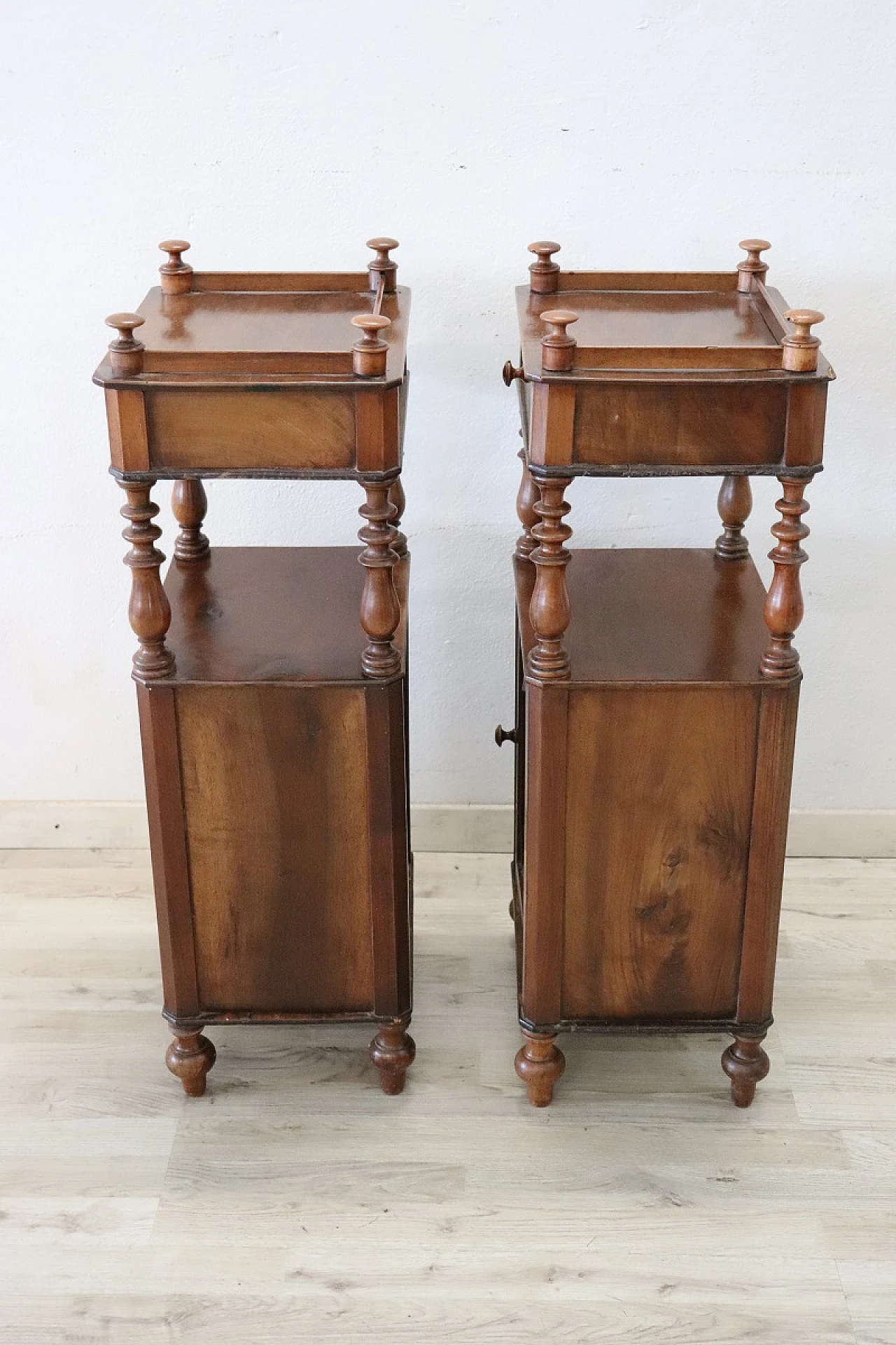 Pair of Louis Philippe solid walnut bedside tables, mid-19th century 7