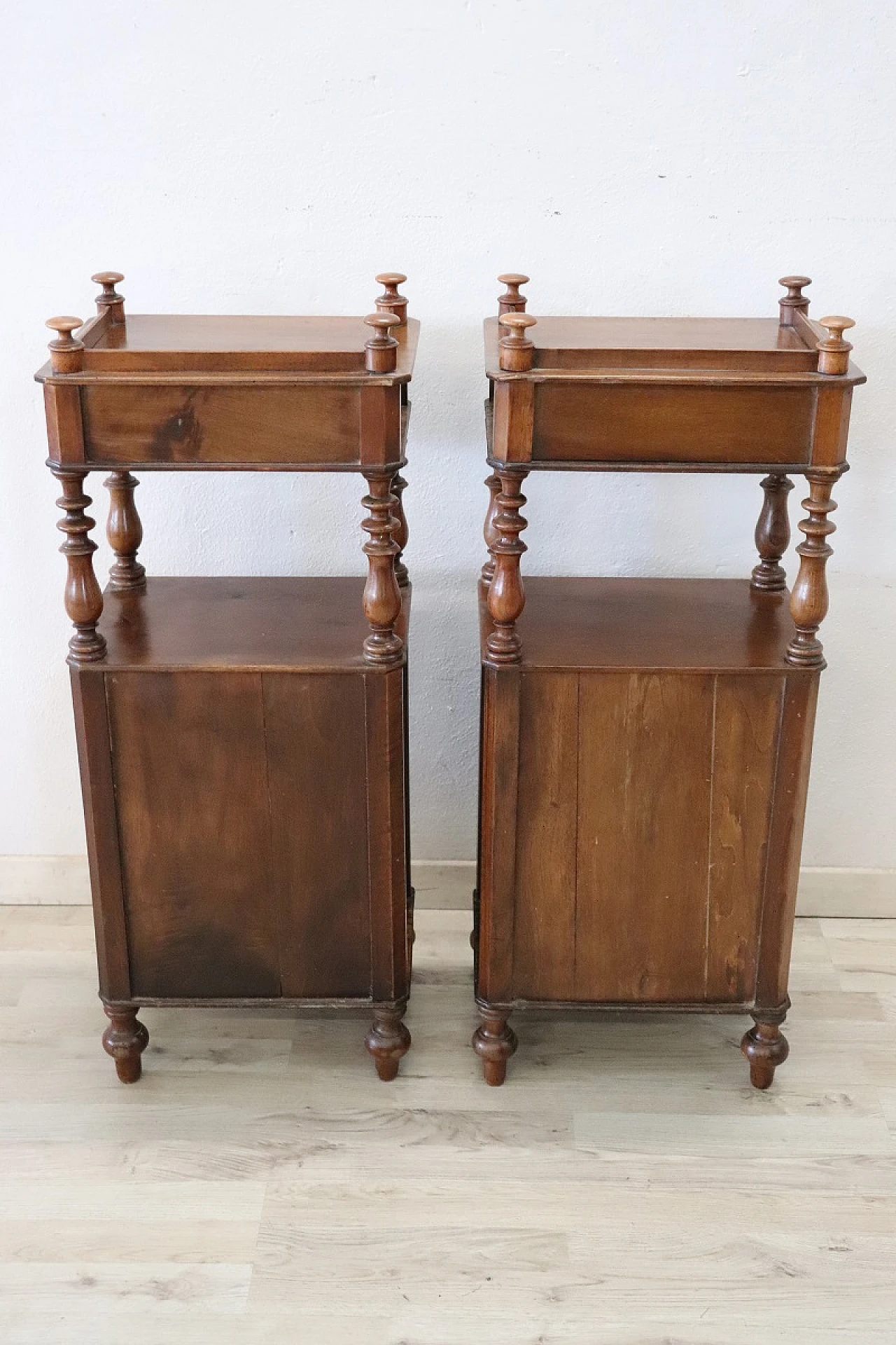 Pair of Louis Philippe solid walnut bedside tables, mid-19th century 8