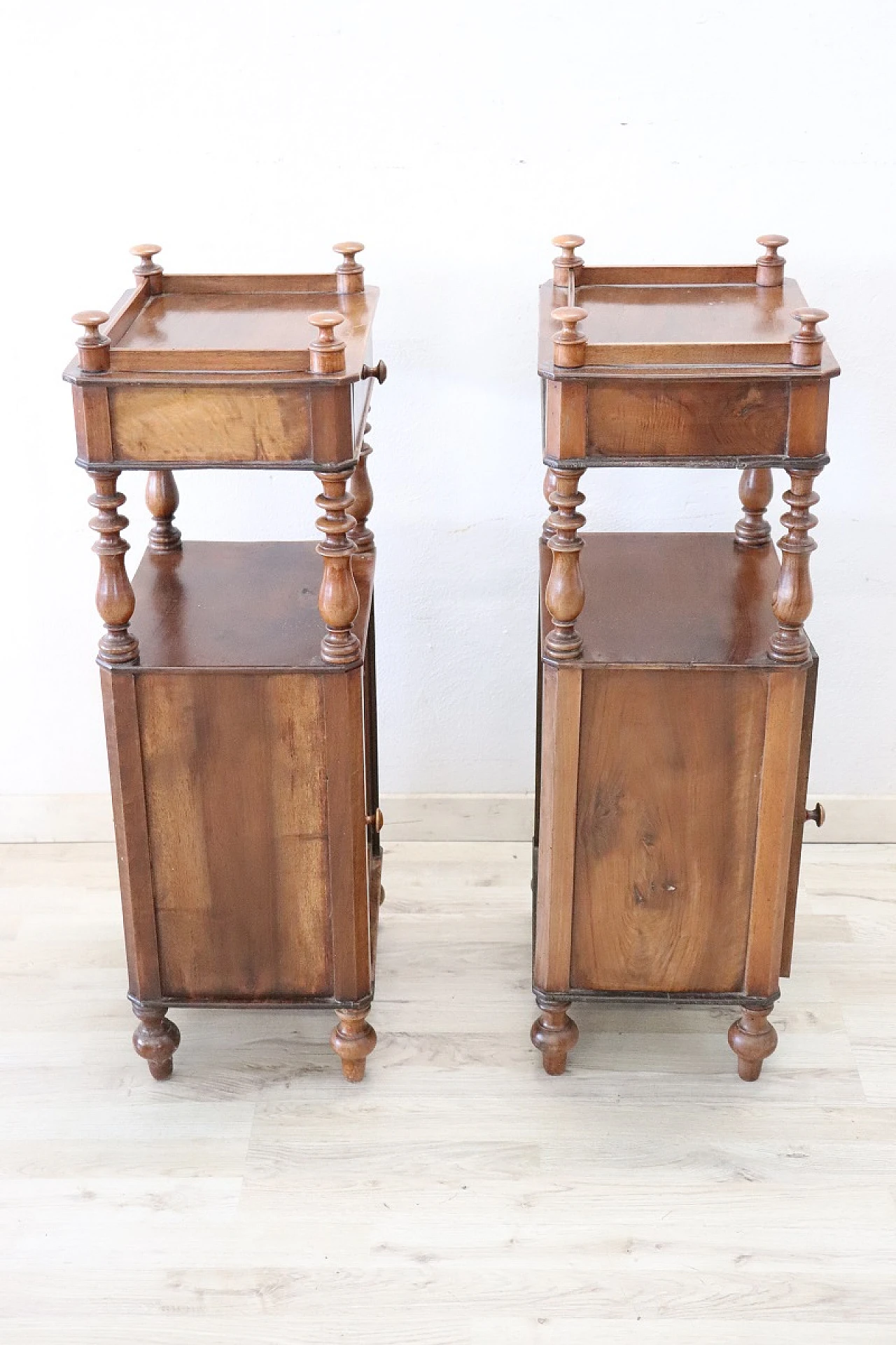 Pair of Louis Philippe solid walnut bedside tables, mid-19th century 9