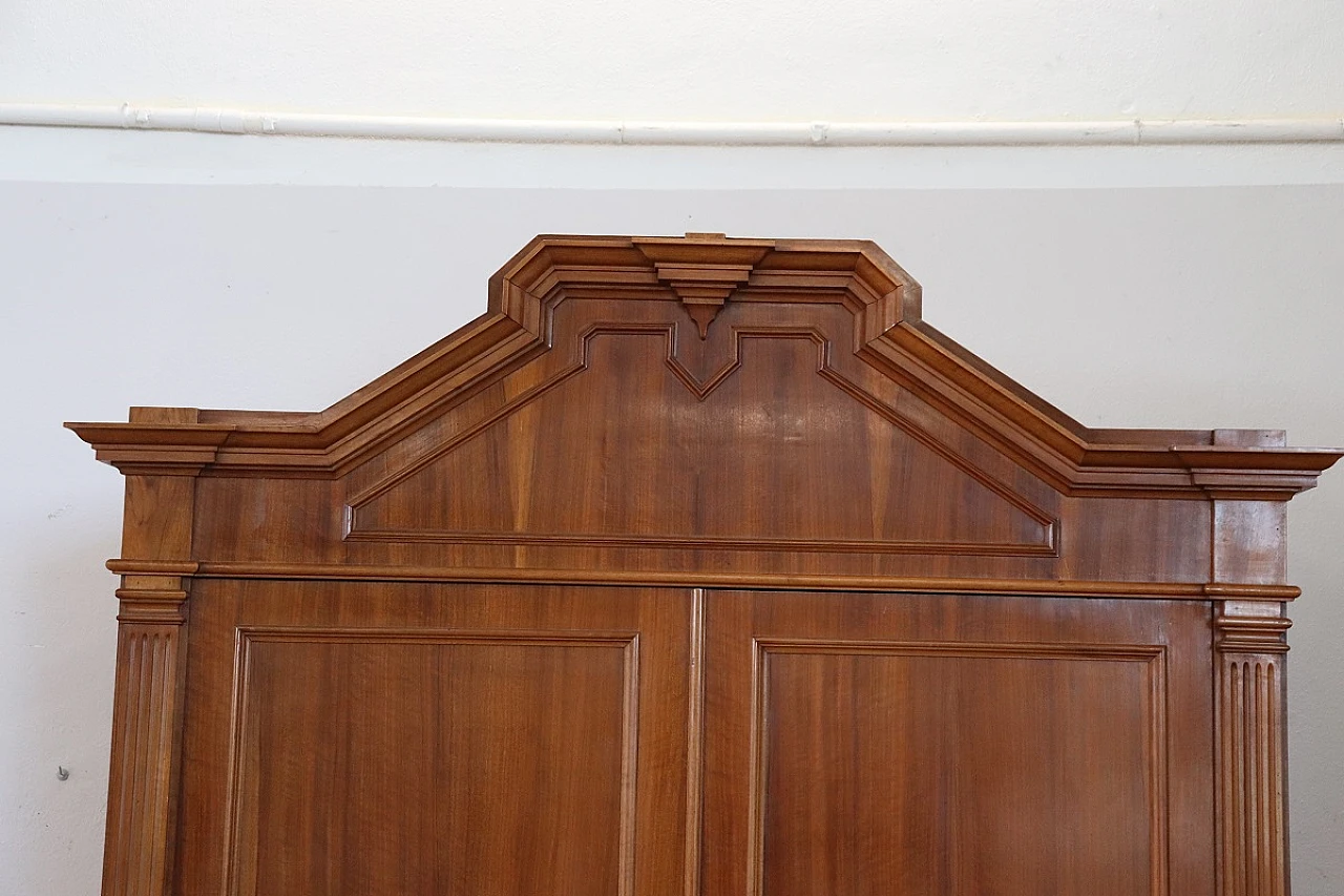 Two-door wardrobe in solid walnut veneer, late 19th century 2