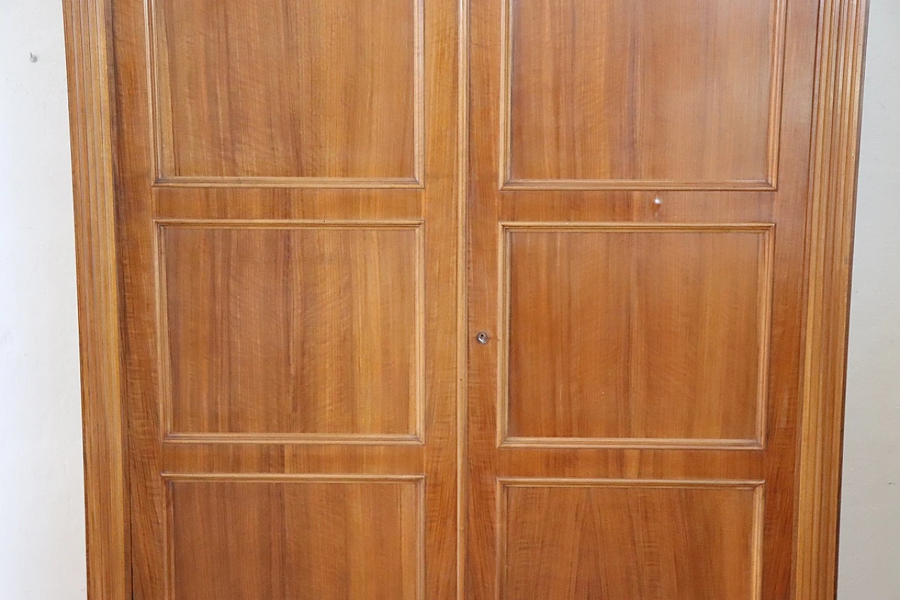 Two-door wardrobe in solid walnut veneer, late 19th century 3