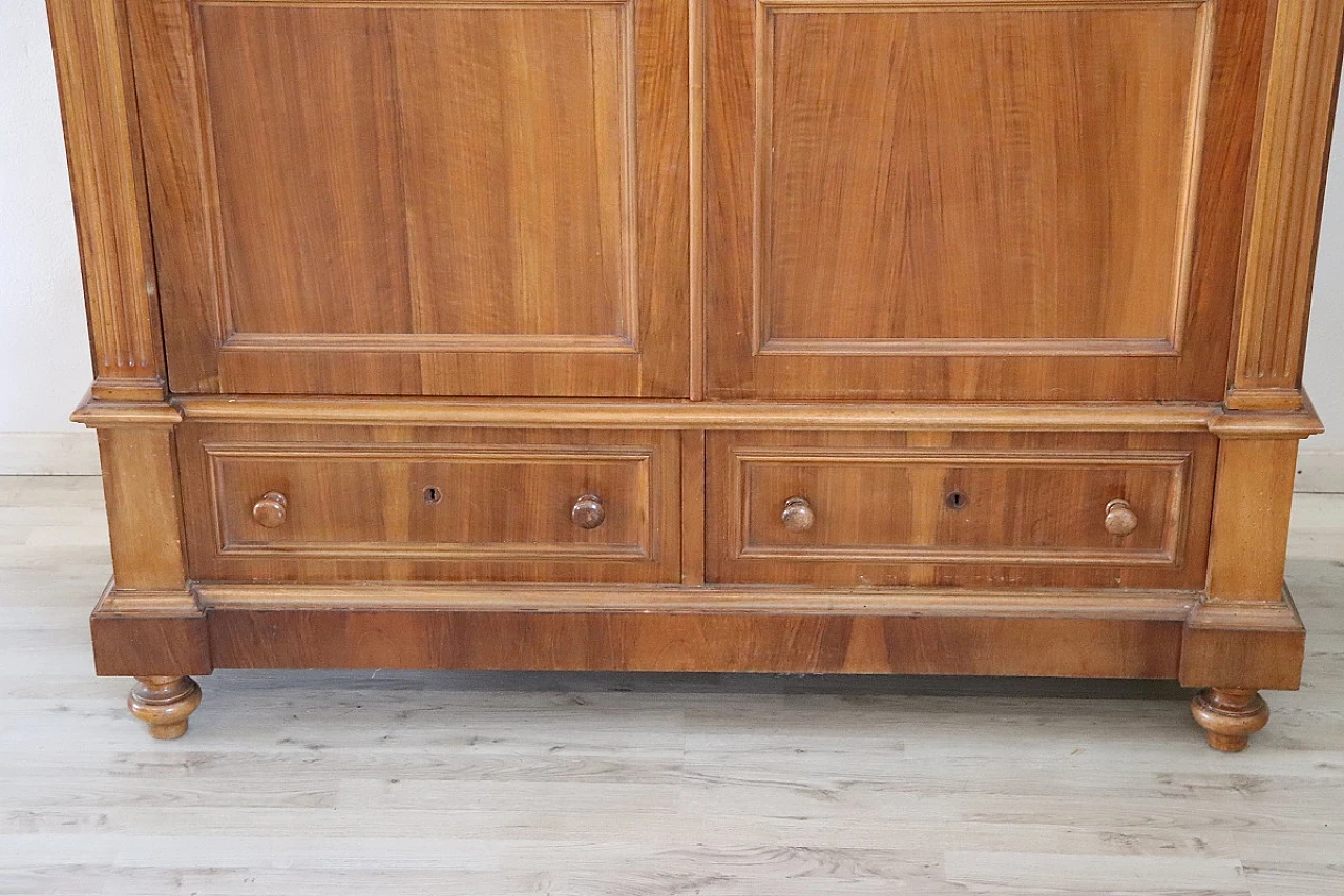 Two-door wardrobe in solid walnut veneer, late 19th century 4