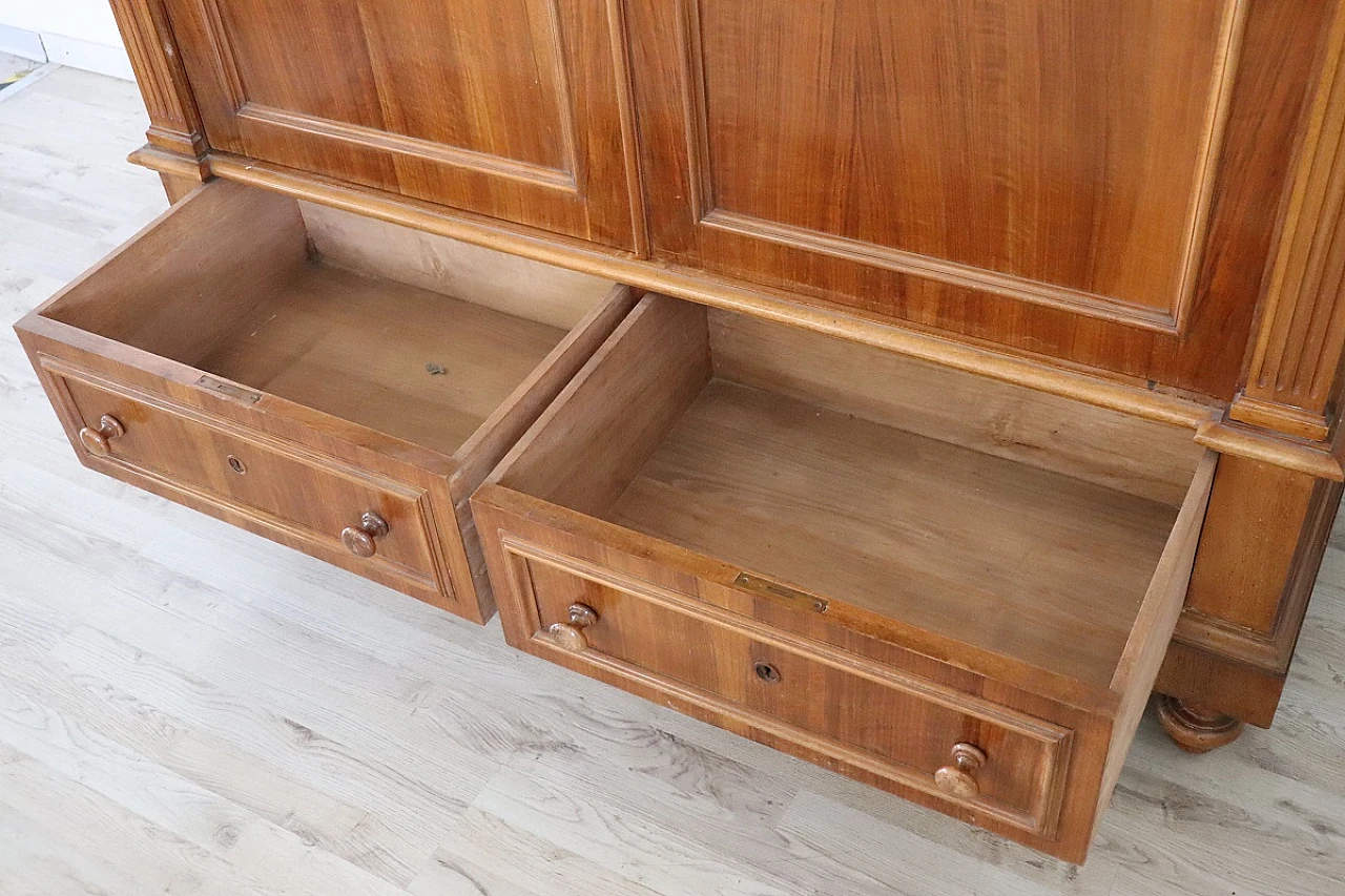 Two-door wardrobe in solid walnut veneer, late 19th century 7