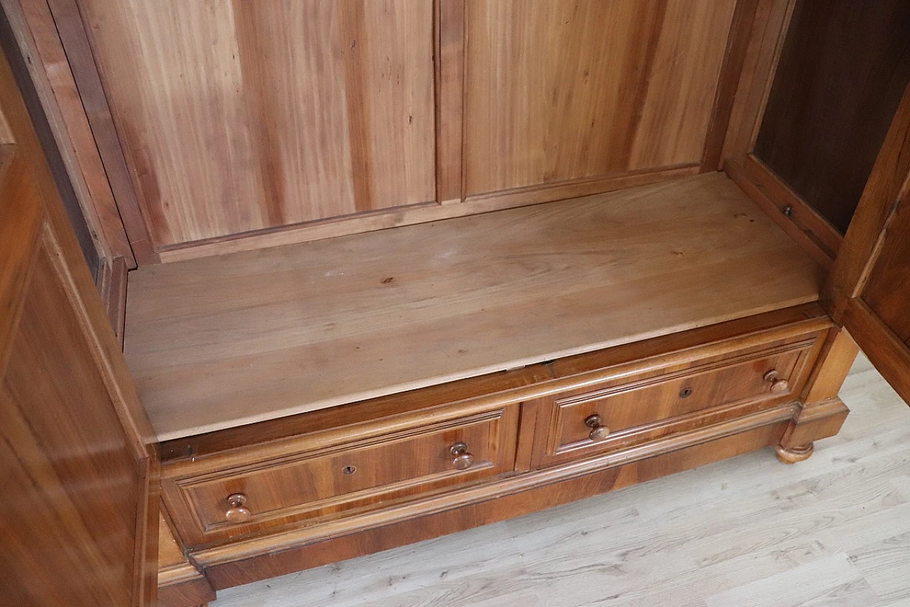 Two-door wardrobe in solid walnut veneer, late 19th century 12