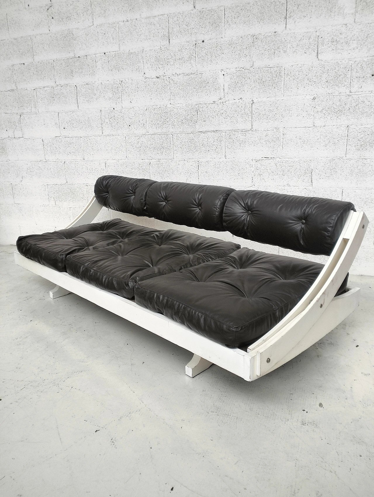 Black leather GS-195 sofa by Gianni Songia for Sormani, 1960s 2