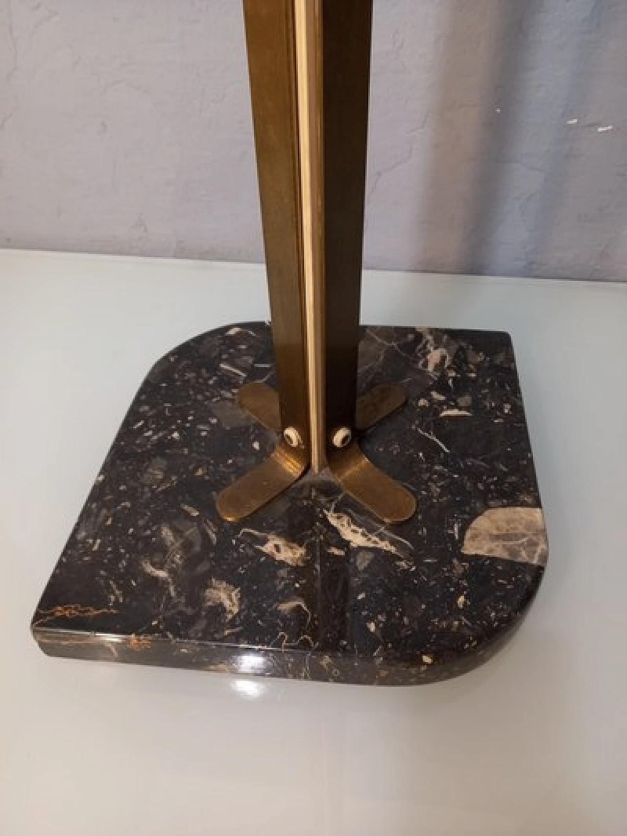 Clothes stand in brass & iron with black marble base, 1950s 6