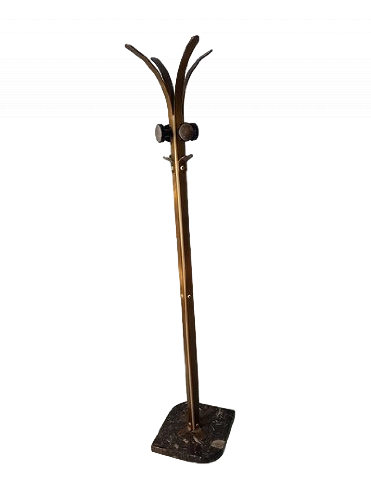 Clothes stand in brass & iron with black marble base, 1950s 10