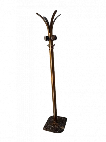 Clothes stand in brass & iron with black marble base, 1950s