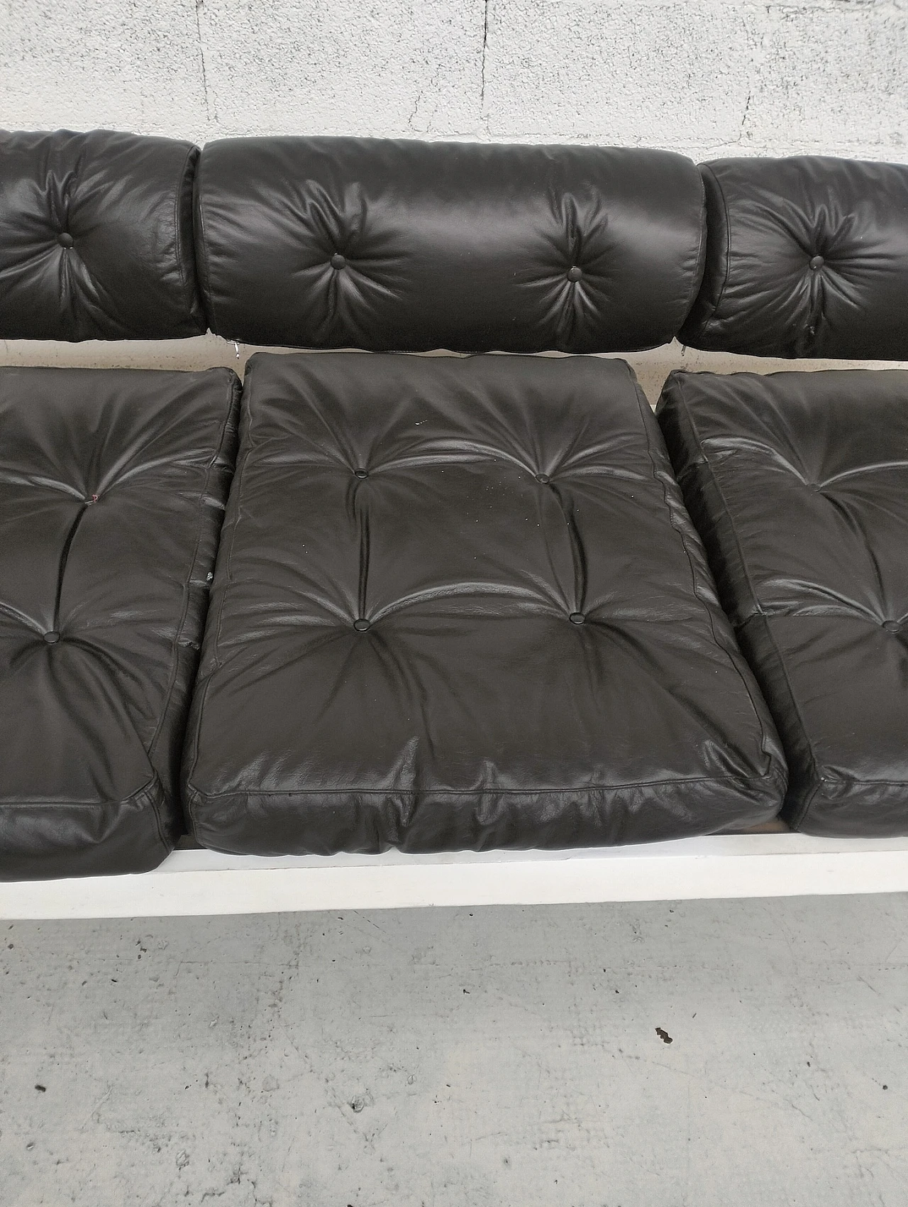 Black leather GS-195 sofa by Gianni Songia for Sormani, 1960s 7