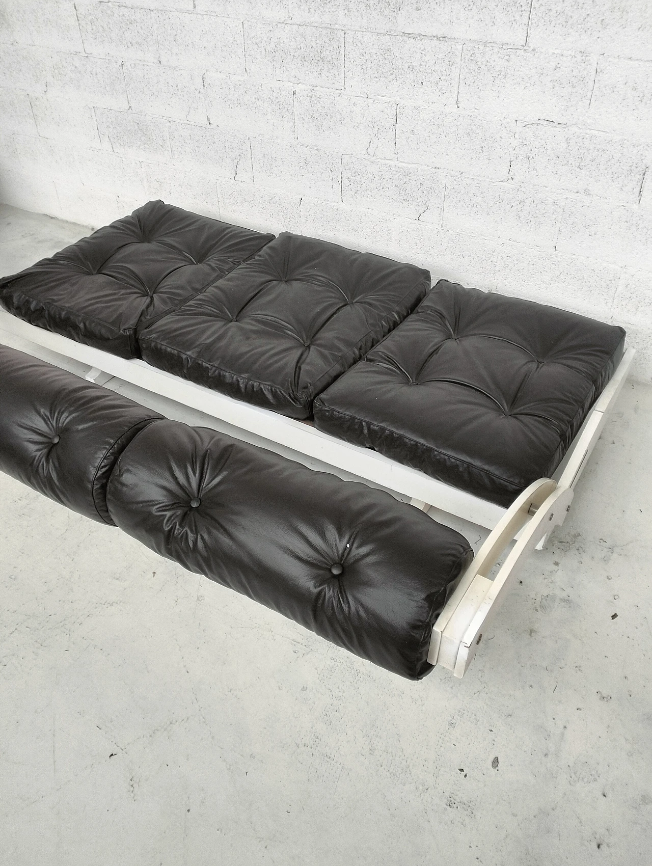 Black leather GS-195 sofa by Gianni Songia for Sormani, 1960s 9