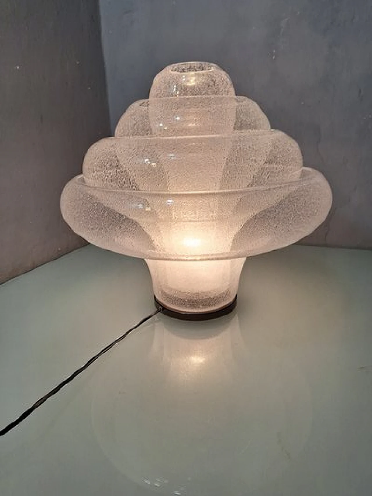 Lampada da tavolo Lotus Pullegous di C. Nason per Mazzega, anni '80 4