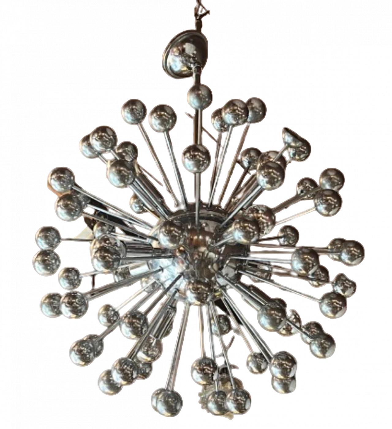 Six-light chrome-plated Sputnik chandelier, 1970s 8