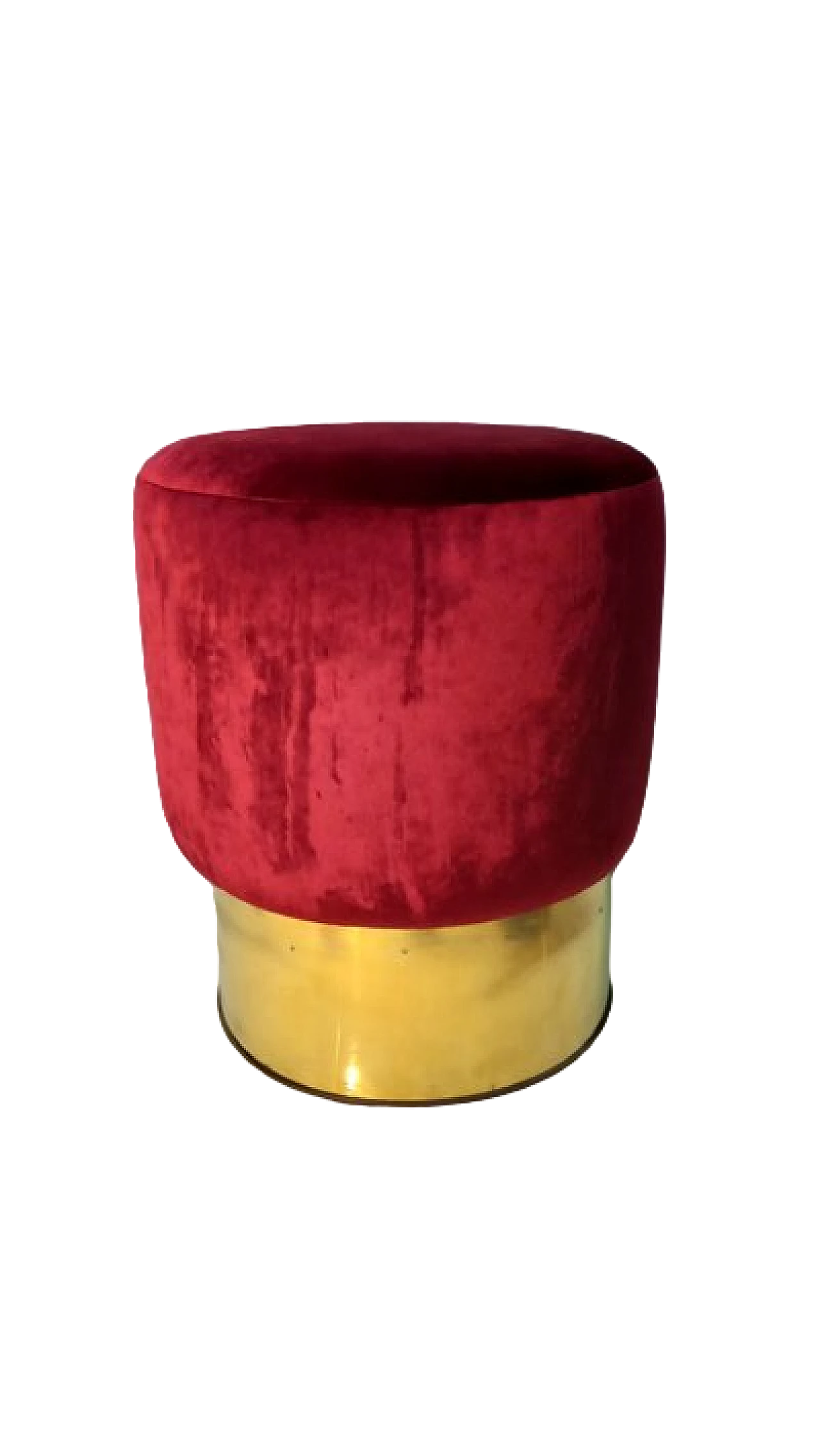 Pouf in ottone e velluto rosso, anni 2000 7