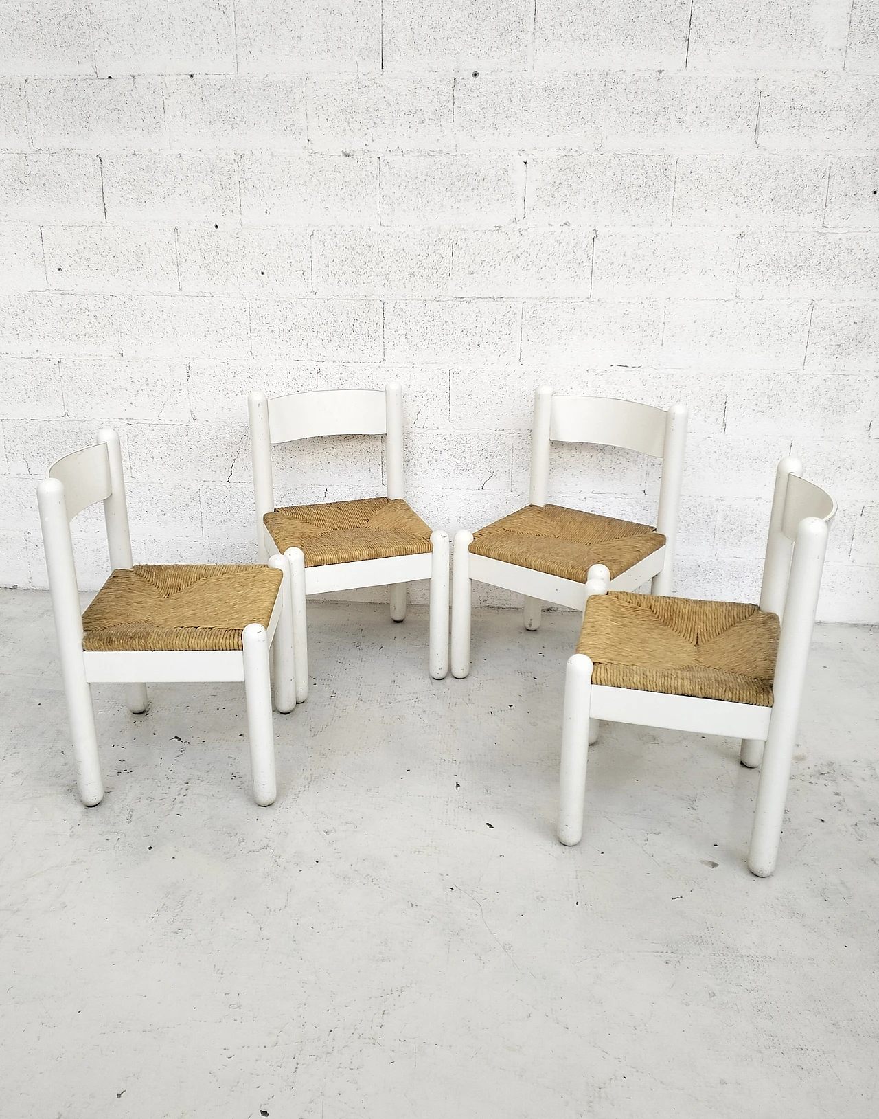 4 Chairs in white oak with woven seat, 1960s 2