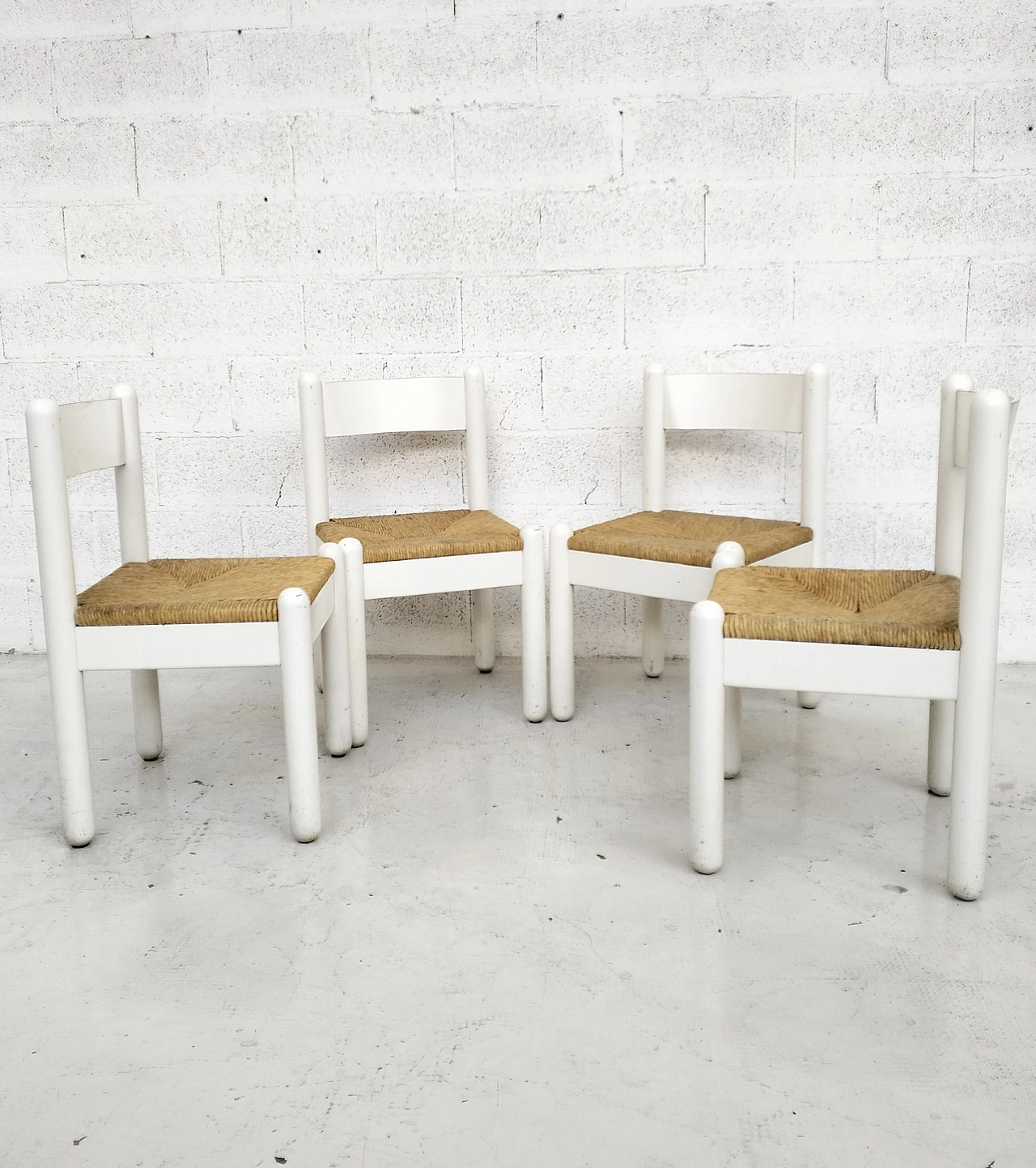 4 Chairs in white oak with woven seat, 1960s 3