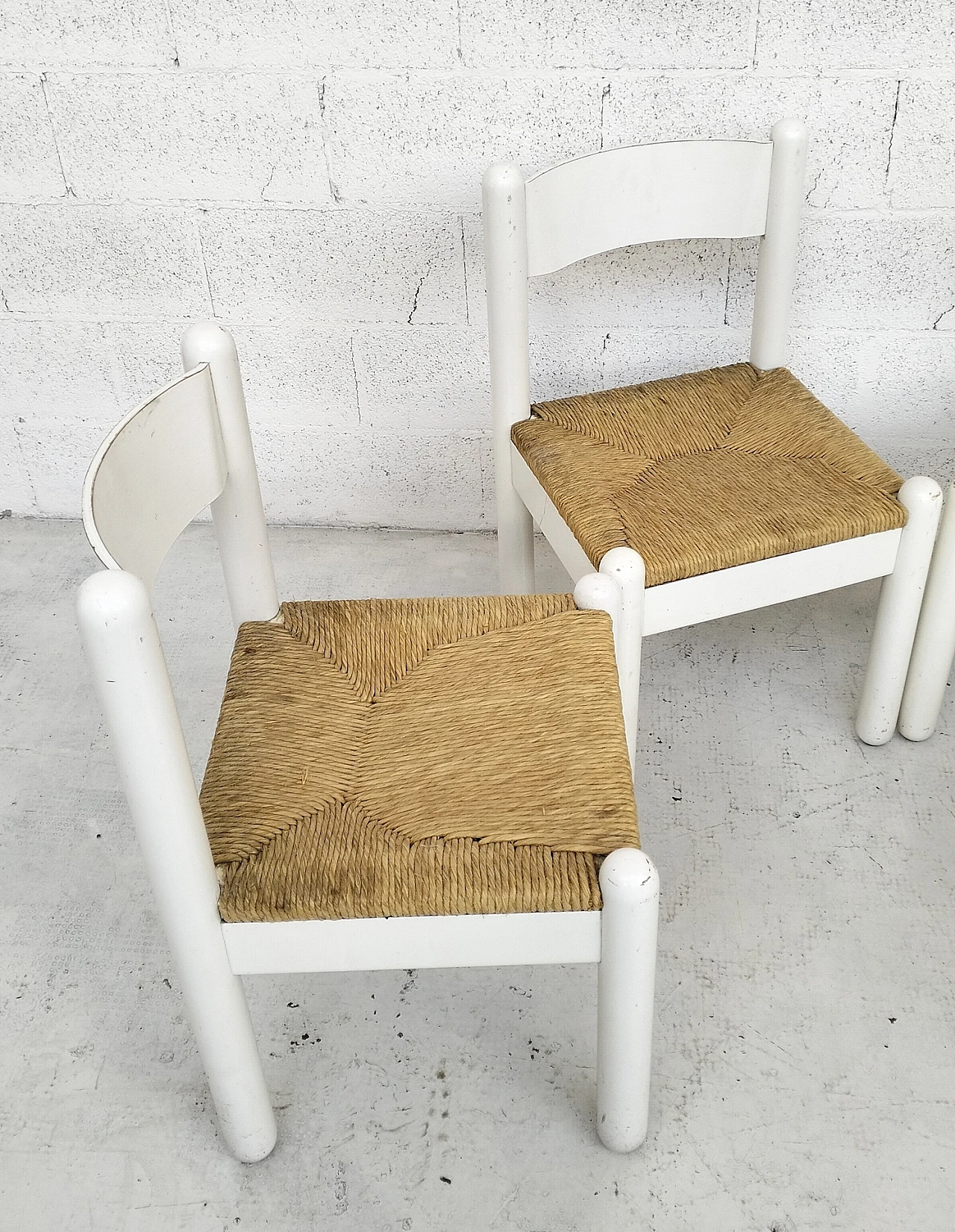 4 Chairs in white oak with woven seat, 1960s 4