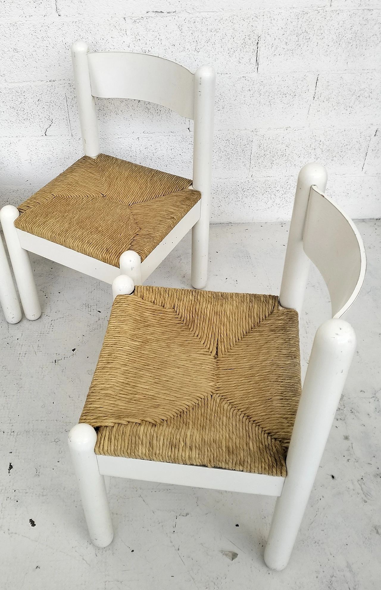 4 Chairs in white oak with woven seat, 1960s 5