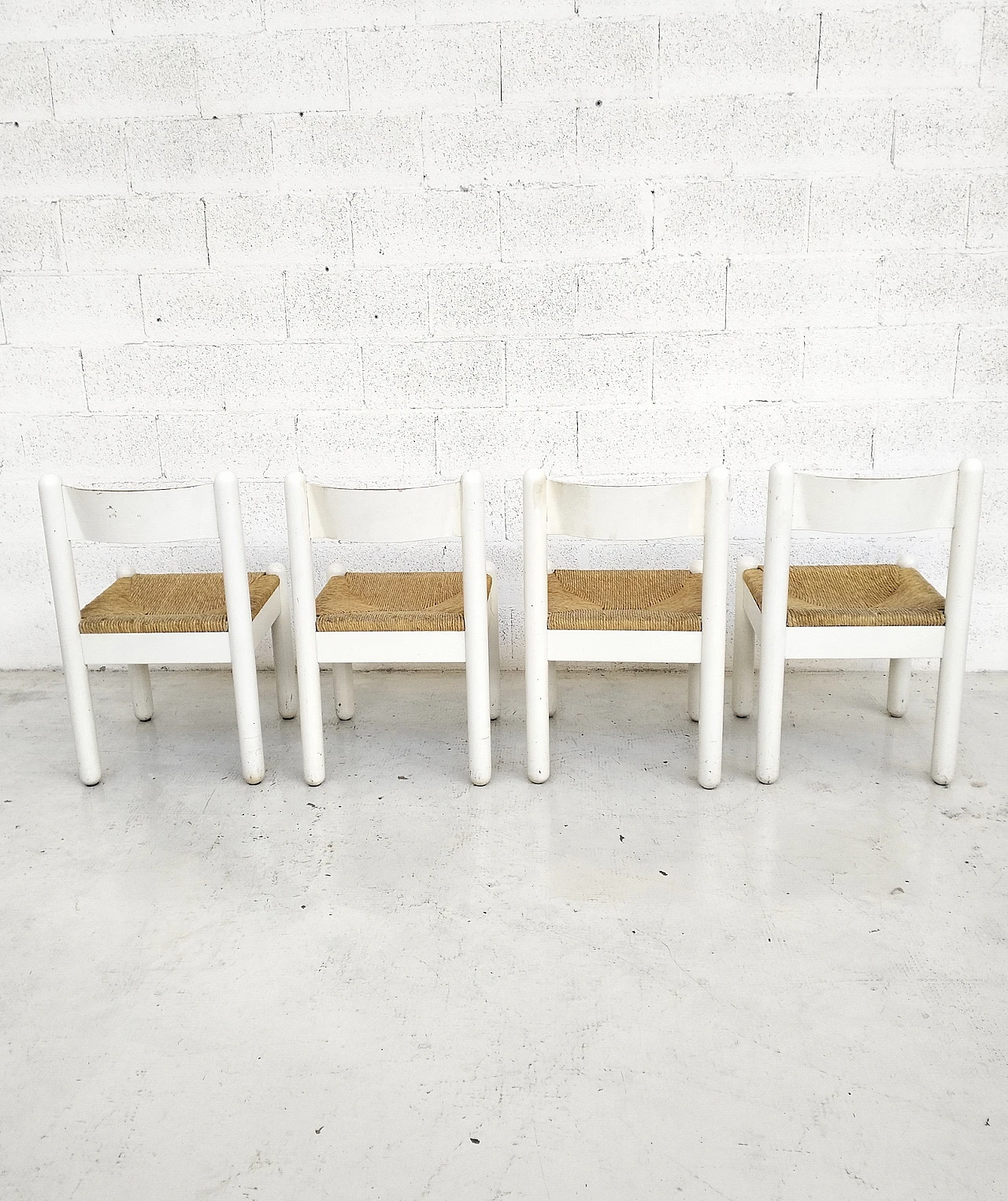 4 Chairs in white oak with woven seat, 1960s 10